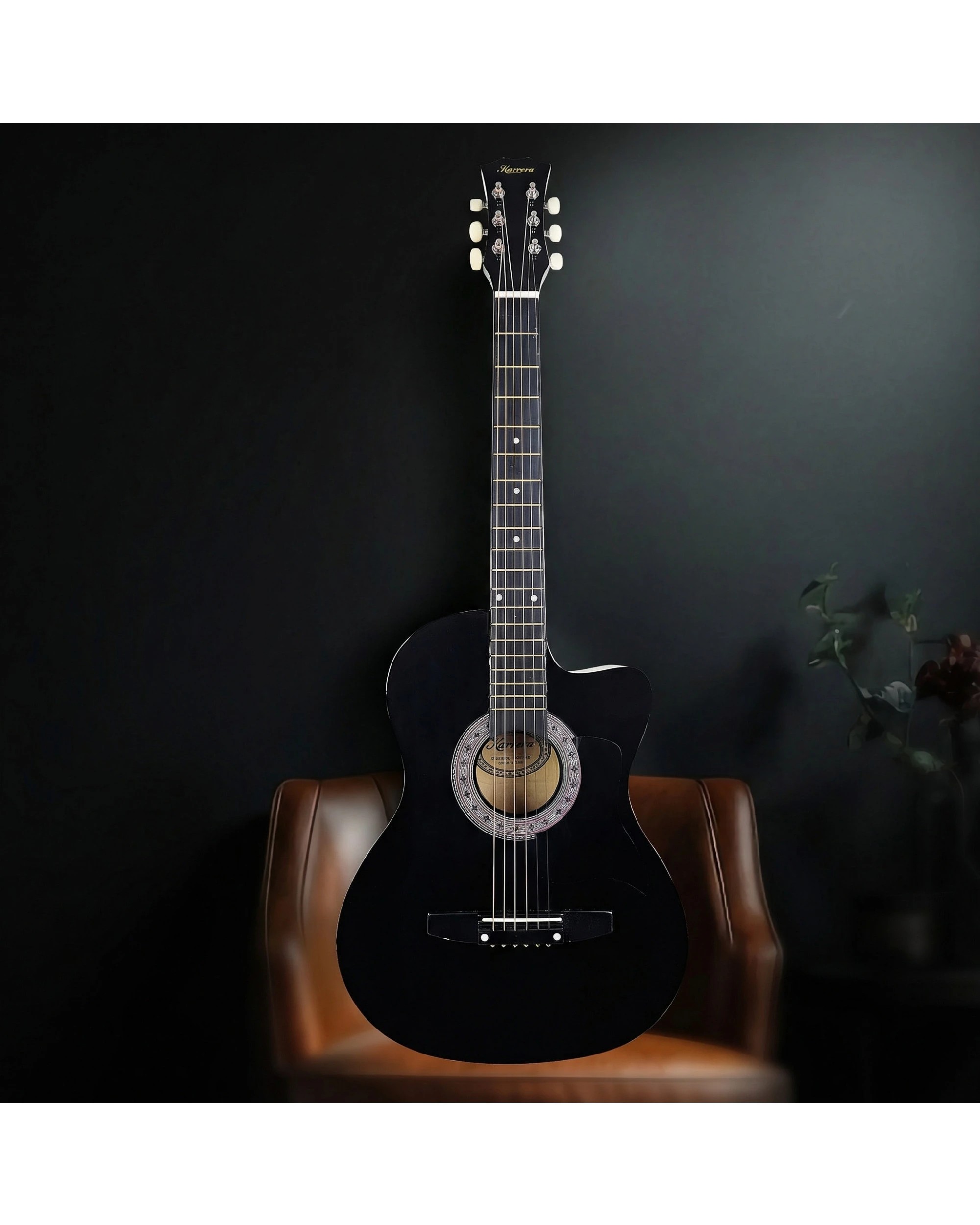 9 Karrera 38in Pro Cutaway Acoustic Guitar with Carry Bag - Black, 9 of 10