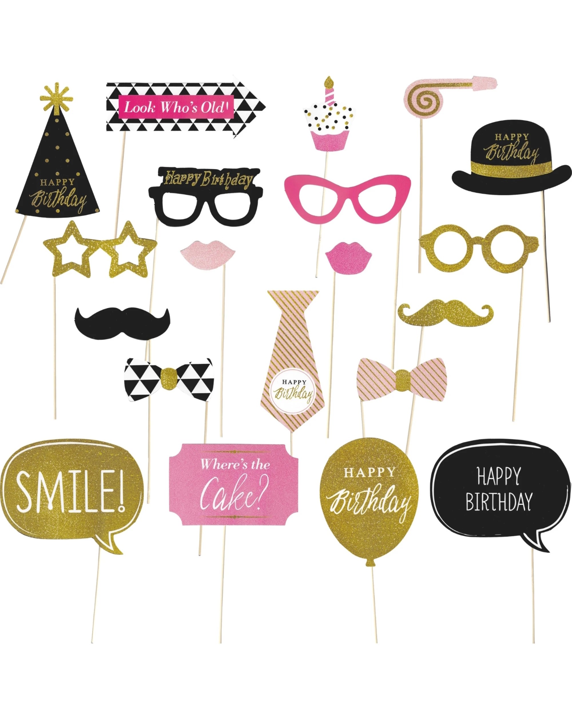 1 Partyrama Happy Birthday Photo Props Pack of 20 - Multi, 1 of 1