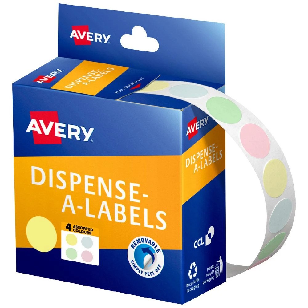 1 Avery Dispenser Dot Stickers 14mm 600 Pack Assorted Pastel, 1 of 1