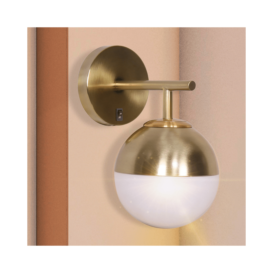 10 Sarantino Wall Lamp With Gold Metal Base And White Glass Shade, 10 of 10