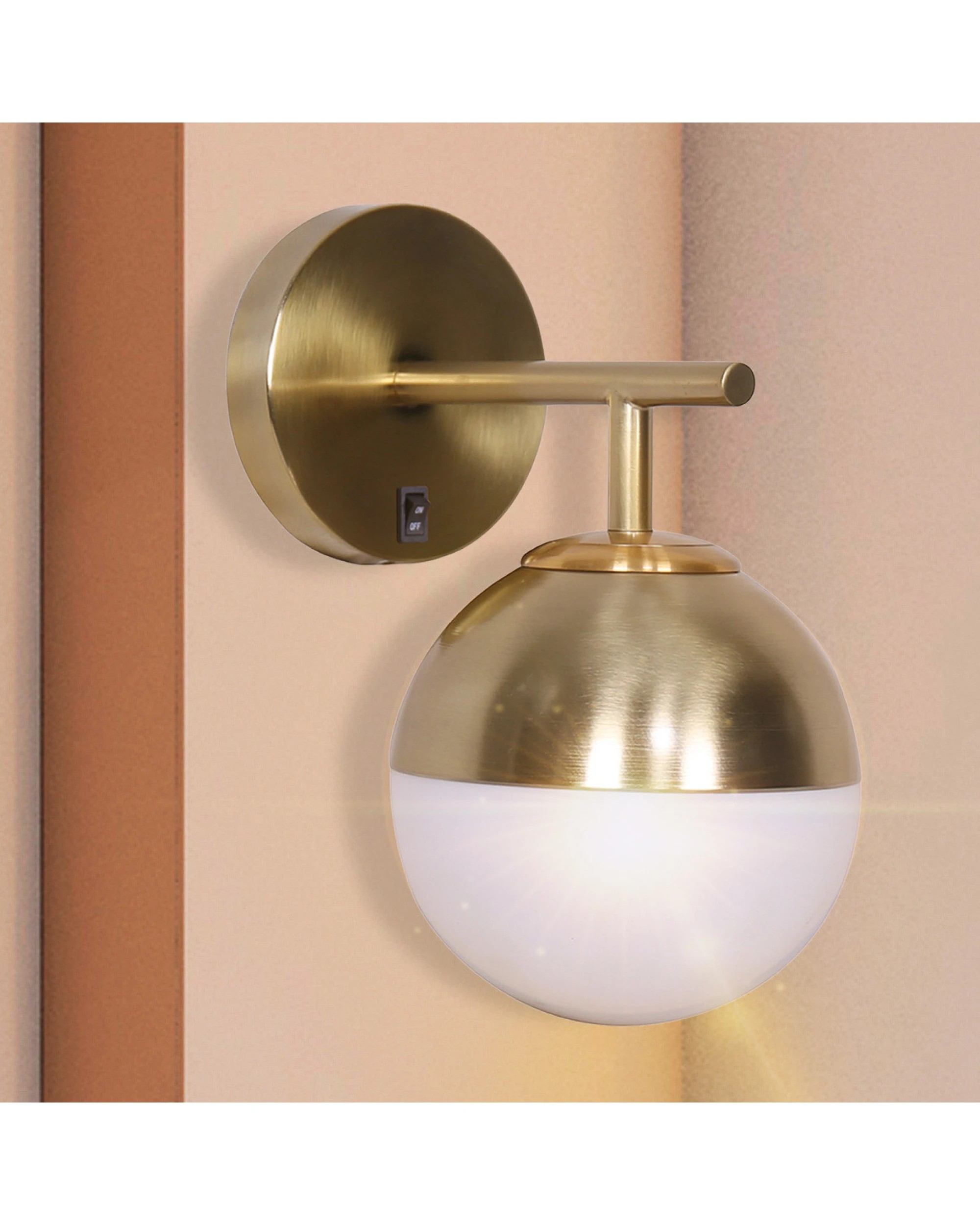 10 Sarantino Wall Lamp With Gold Metal Base And White Glass Shade, 10 of 10