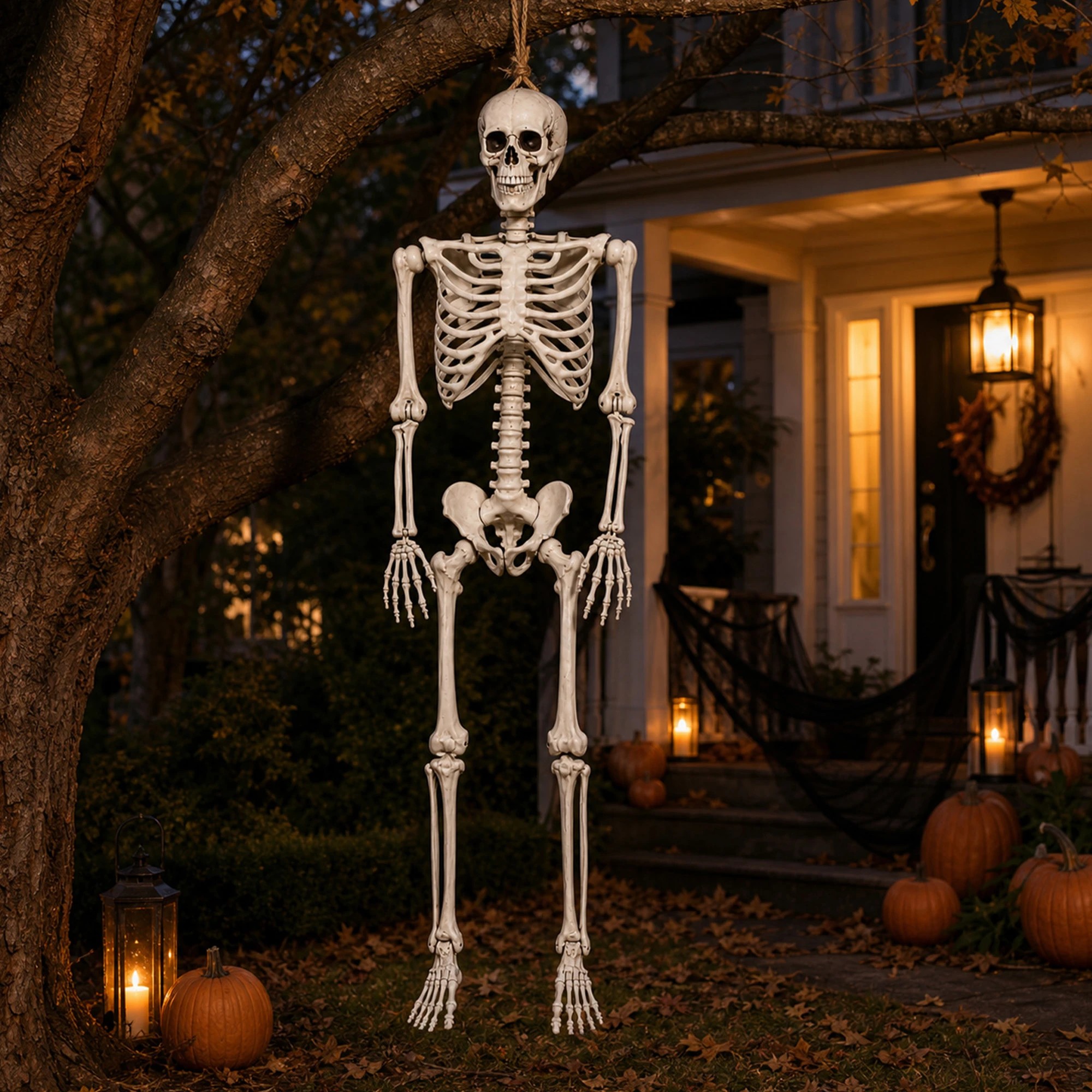 8 Yezi Halloween Decorations Skeleton 169cm Life Size Posable ABS White, 8 of 8
