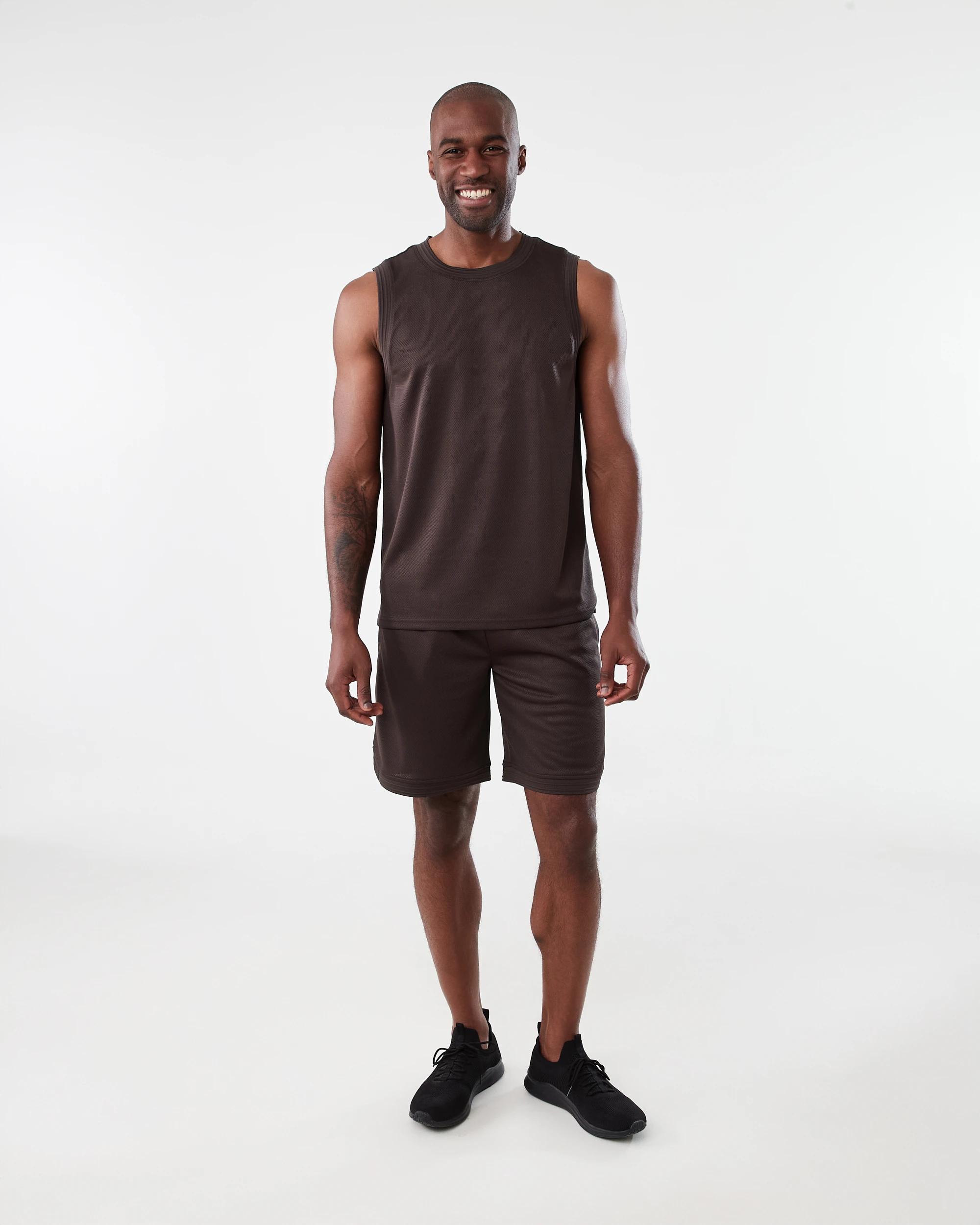 6 Active Mens Relaxed Basketball Tank Brn Maogny, 6 of 6