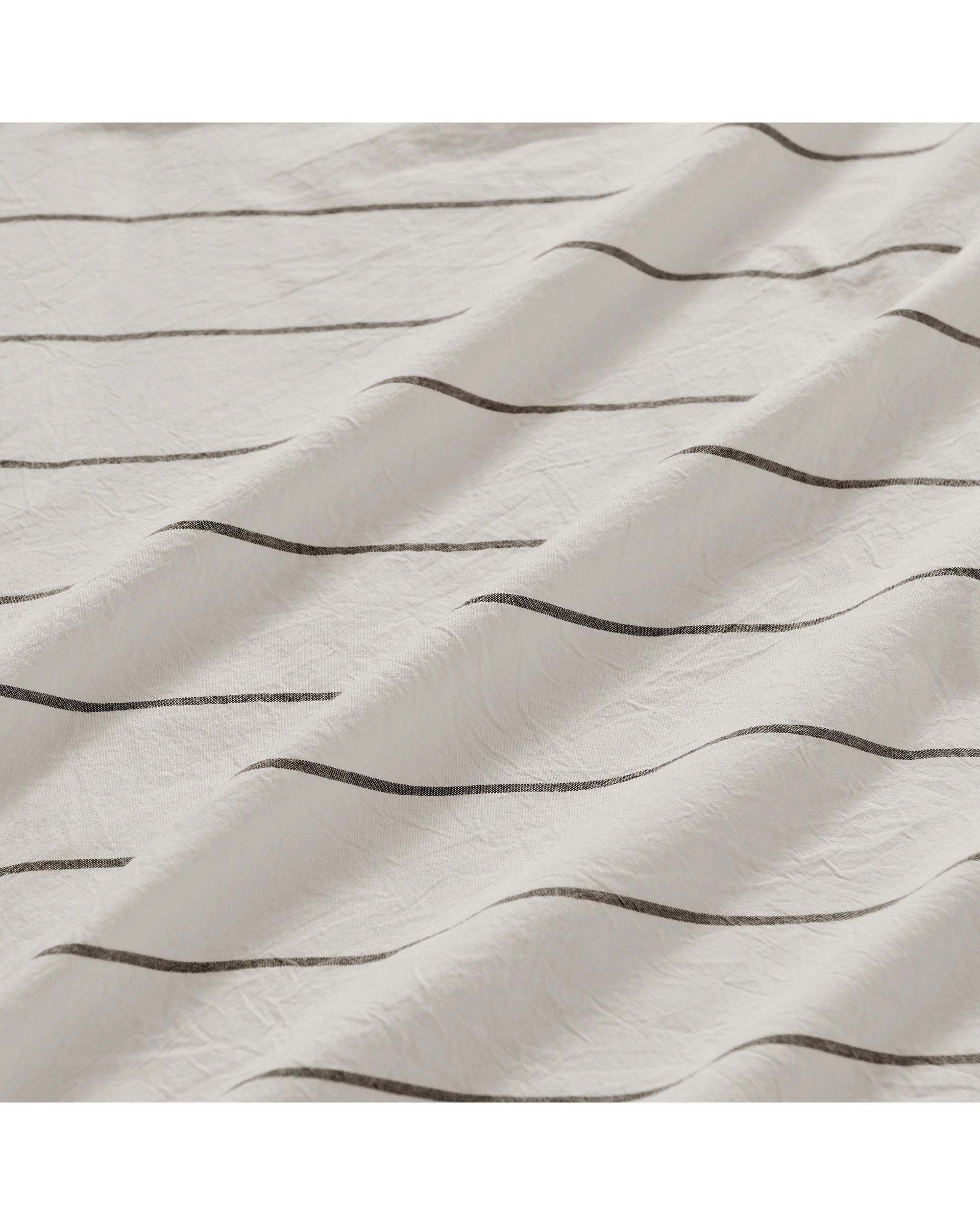 5 Dreamaker Rumi Stripe Washed Cotton Fitted Sheet Set - Double Bed - White with Graphite, 5 of 6