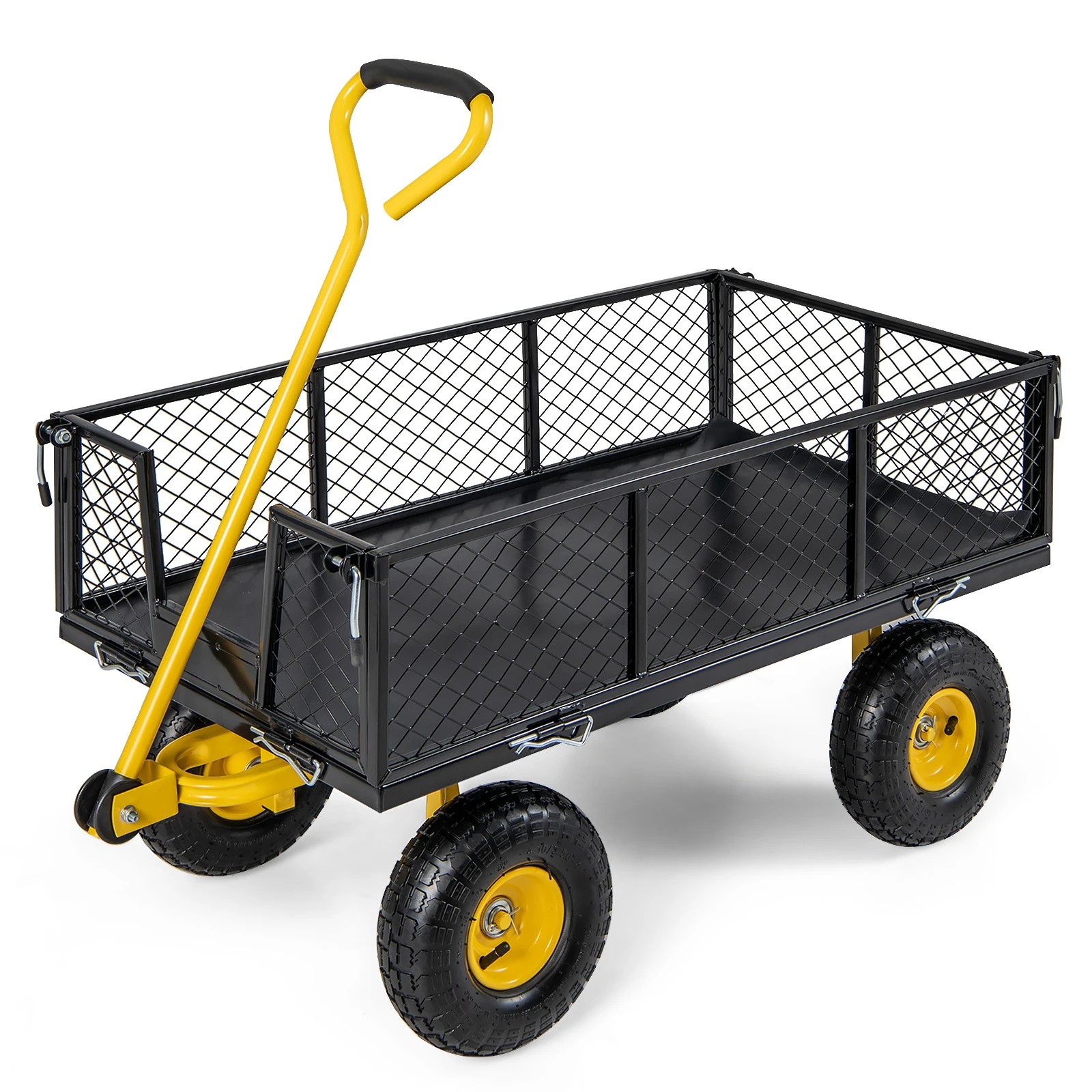 1 Costway Outdoor Utility Garden Trolley Metal Wagon Cart w/26cm Wheels 400KG Capacity, 1 of 1