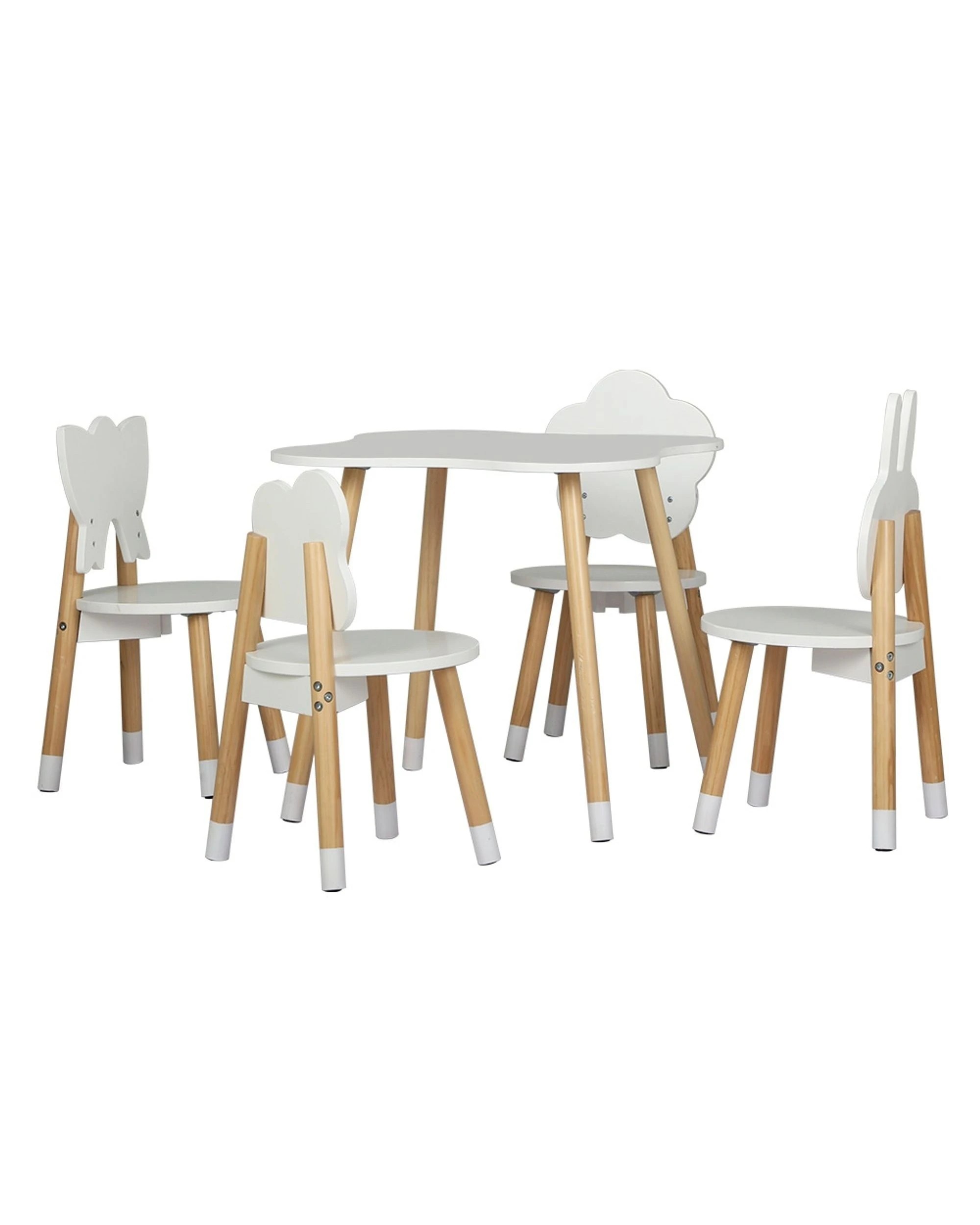 1 Keezi 5PCS Kids Table and Chairs Set Children Activity Study Play Desk - White, 1 of 7