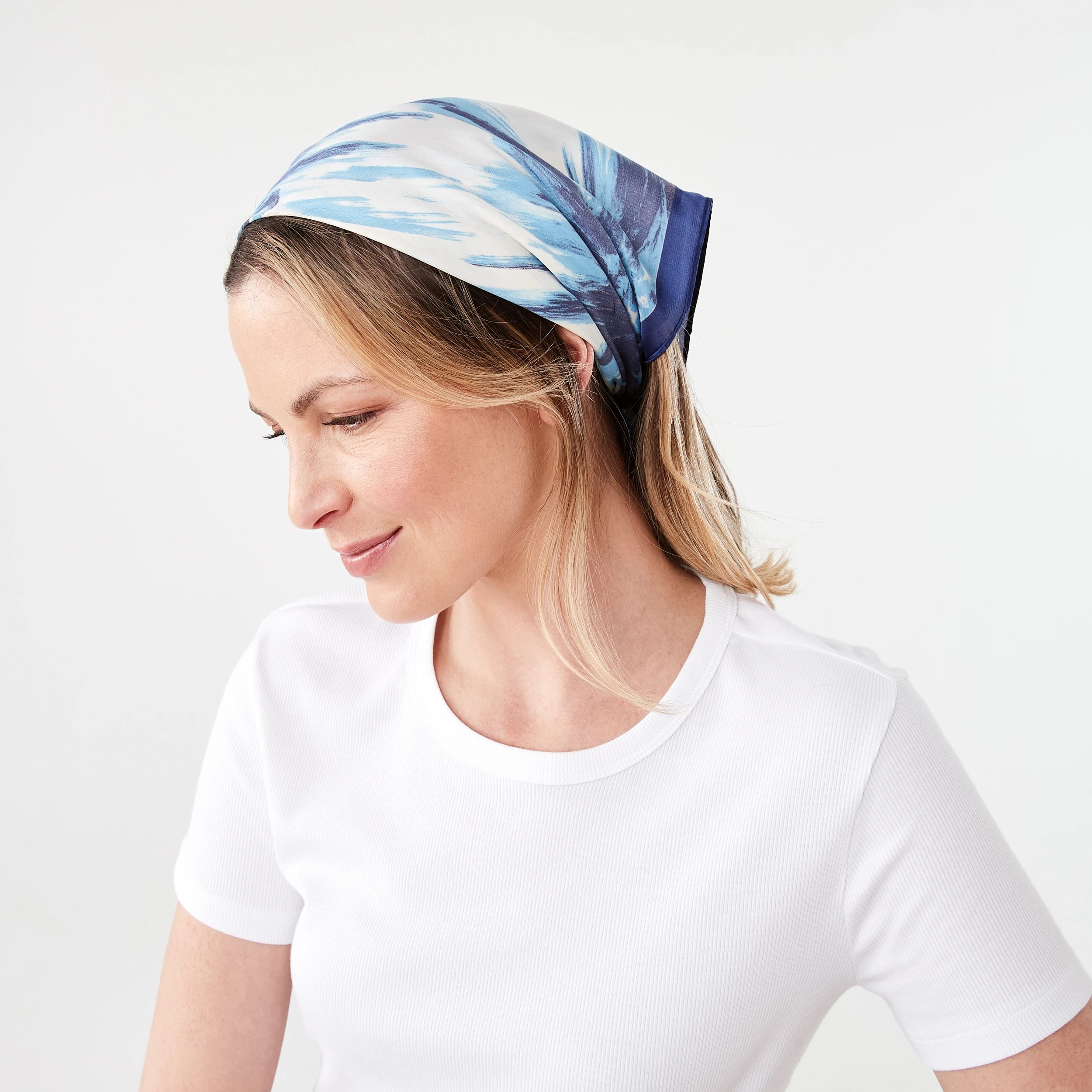 4 Floral Hair Scarf - Navy, 4 of 5