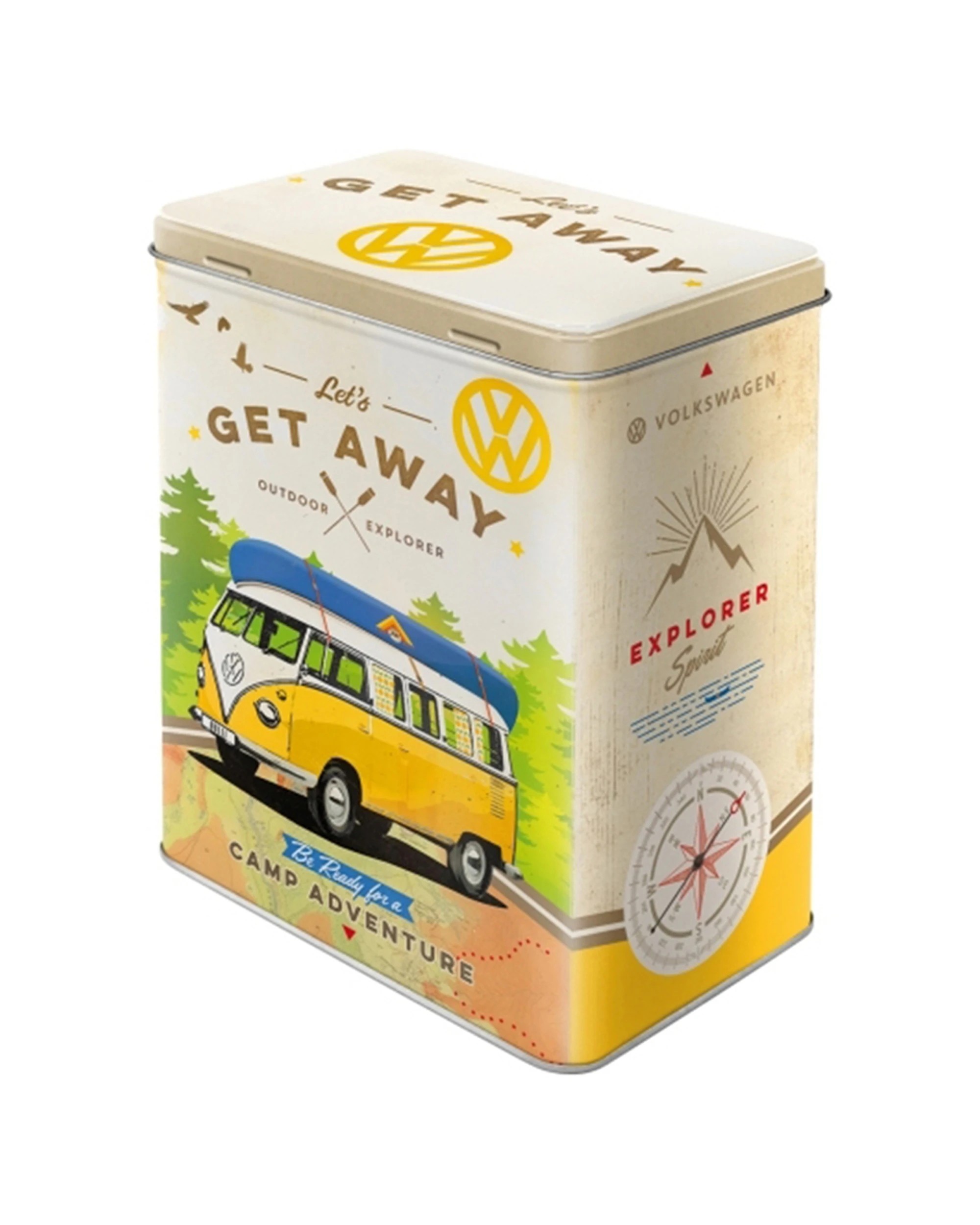 1 Nostalgic-Art Large Storage Tin Box - VW Bulli Lets Get Away Design - Multi, 1 of 1