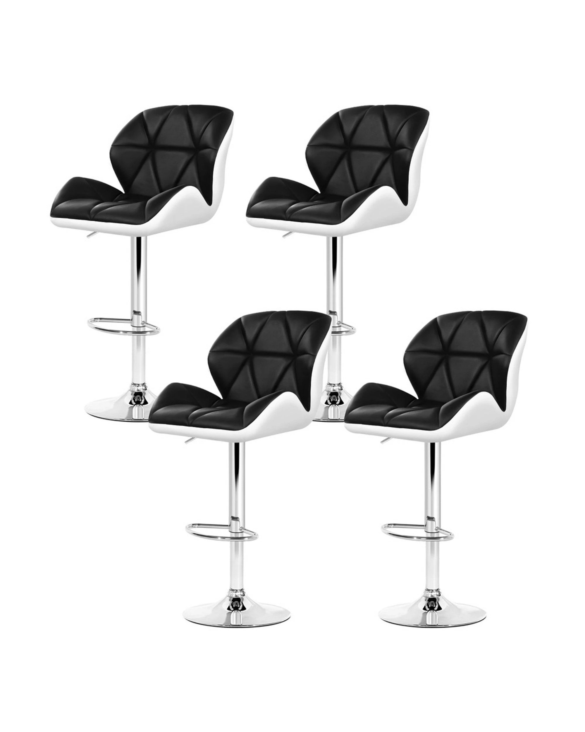 1 Artiss 4x Bar Stools Gas Lift Padded Leather  & - White, 1 of 5
