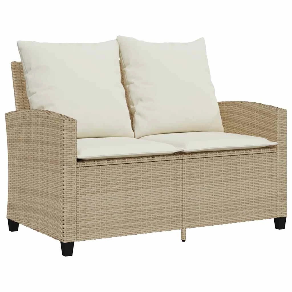 6 Vidaxl Garden Sofa 2-seater With Cushions&table Beige Poly Rattan, 6 of 9