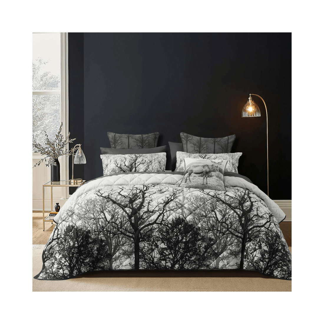 2 Bianca Bedding Boscage Black Quilted Polyester Coverlet Set (Super King, 280 x 235 cm)
 - Super King Bed
 - black, 2 of 5