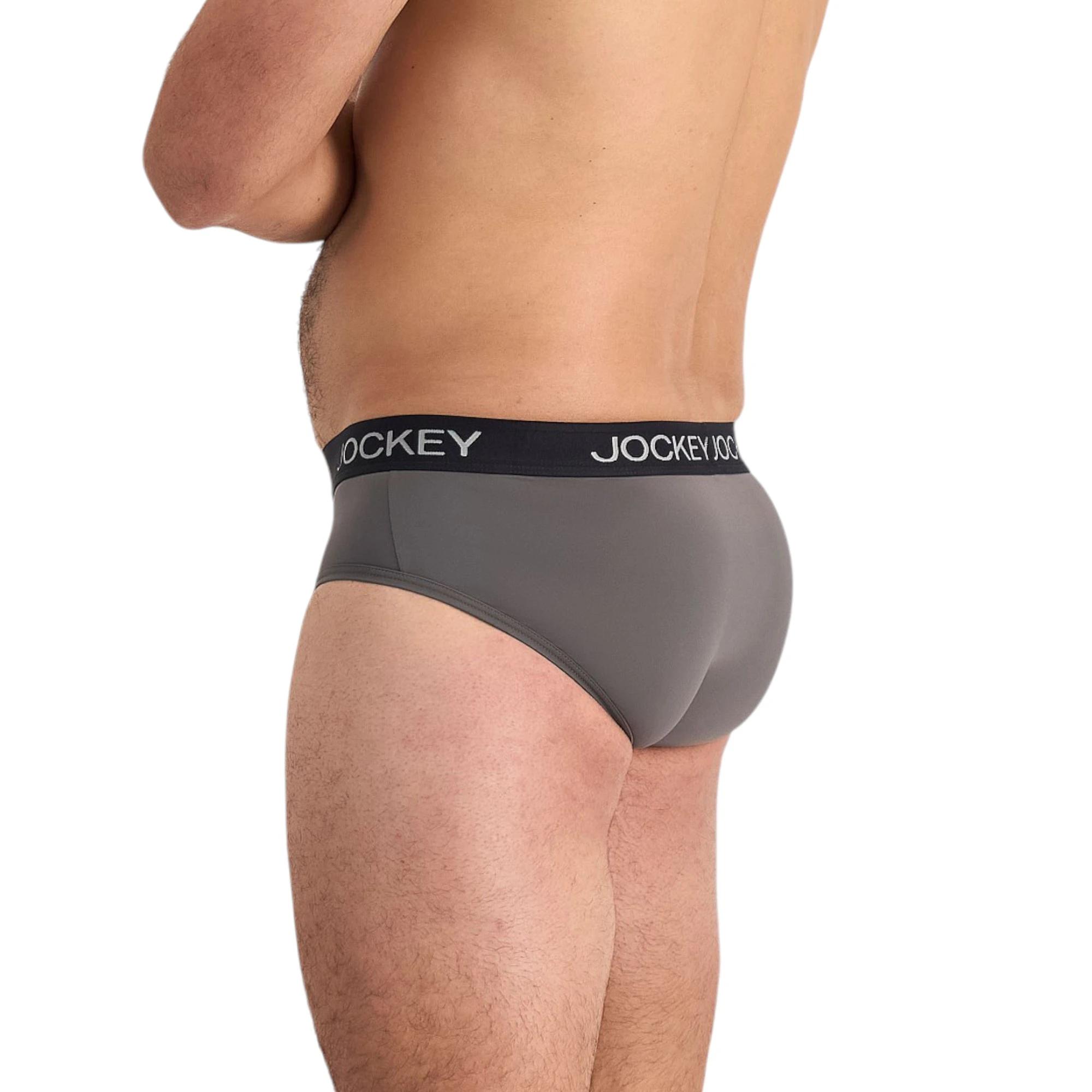 1 Jockey 2 Pack Mens Chafe Proof Pouch Brief Underwear BLACK/GREY, 1 of 7