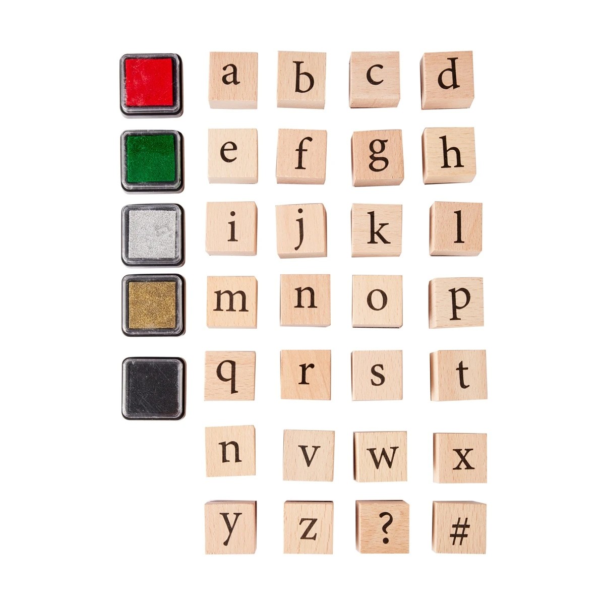 3 Wooden Stamp Set - Alphabet, Lower Case, 3 of 5