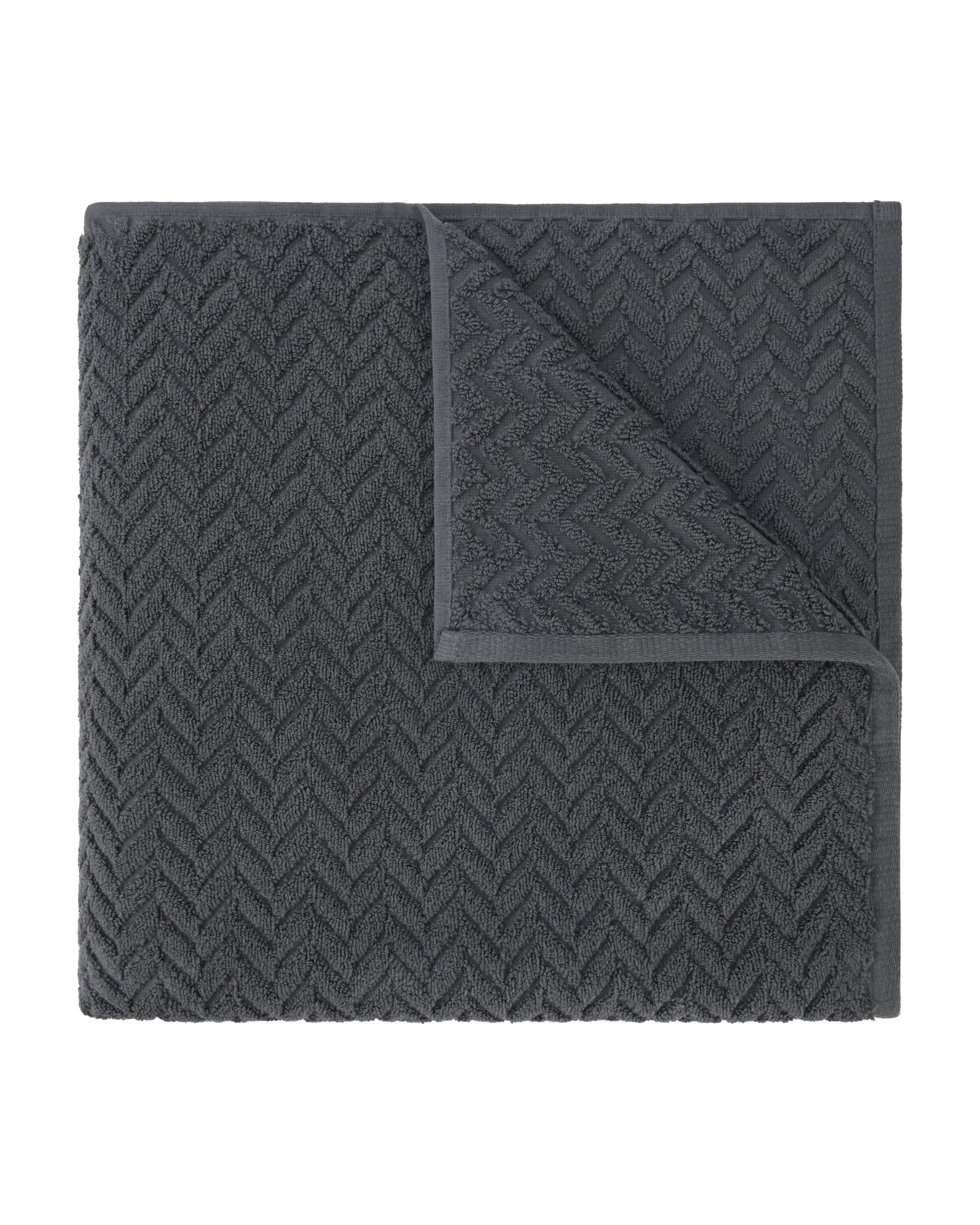 1 Chevron Cotton Bath Sheet - Grey, 1 of 6