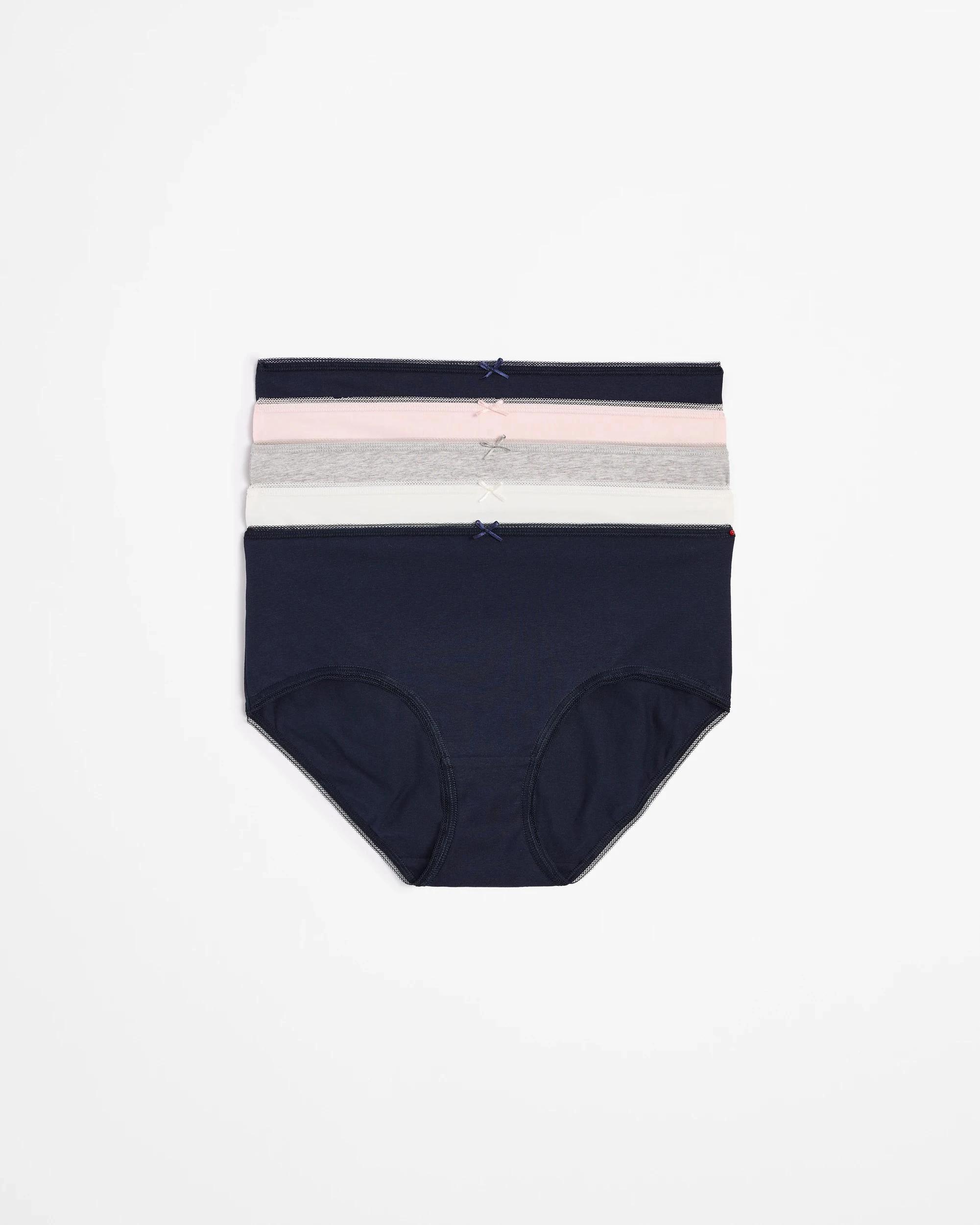 1 Target Woman 5 Pack Cotton/Elastane Midi Briefs TONAL MARLE, 1 of 5