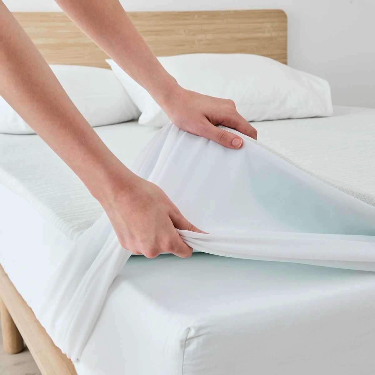 3 Memory Foam Mattress Topper with Skirt - Queen Bed, White and Grey, 3 of 10