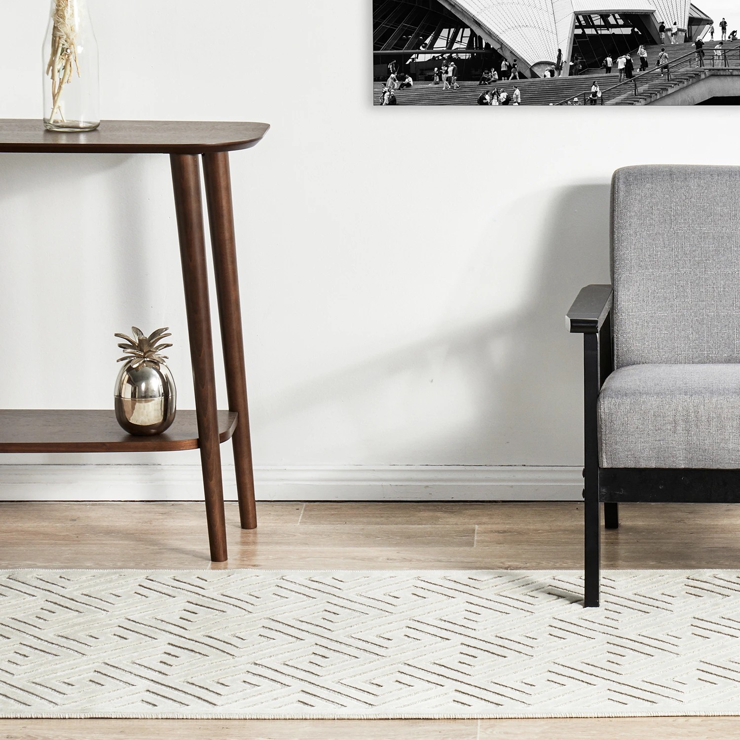 4 Common Ground Rugs Citadel Alice 300x80cm - Medium Runner Power Loomed Rug - White, 4 of 7