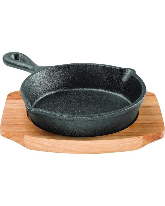 Pyrolux Skillet with Maple Tray Cast Iron Fry Pan Black 13.5cm