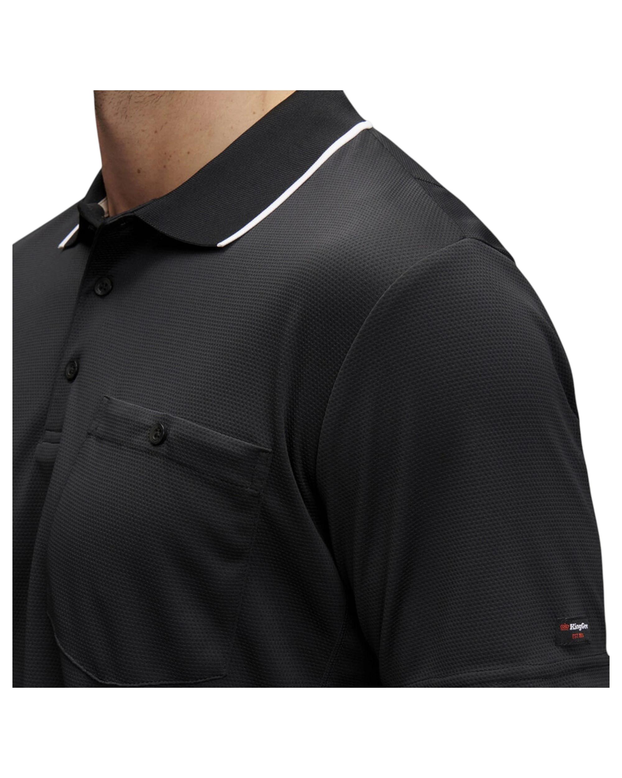 5 KingGee 4 Pack Mens Workcool Hyperfreeze Short Sleeve Polo Shirt BLACK, 5 of 5