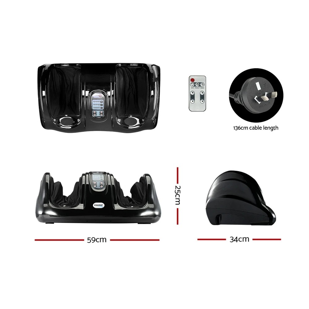 2 Livemor Foot Massager Shiatsu Massagers Electric Remote Roller Kneading - Black, 2 of 8