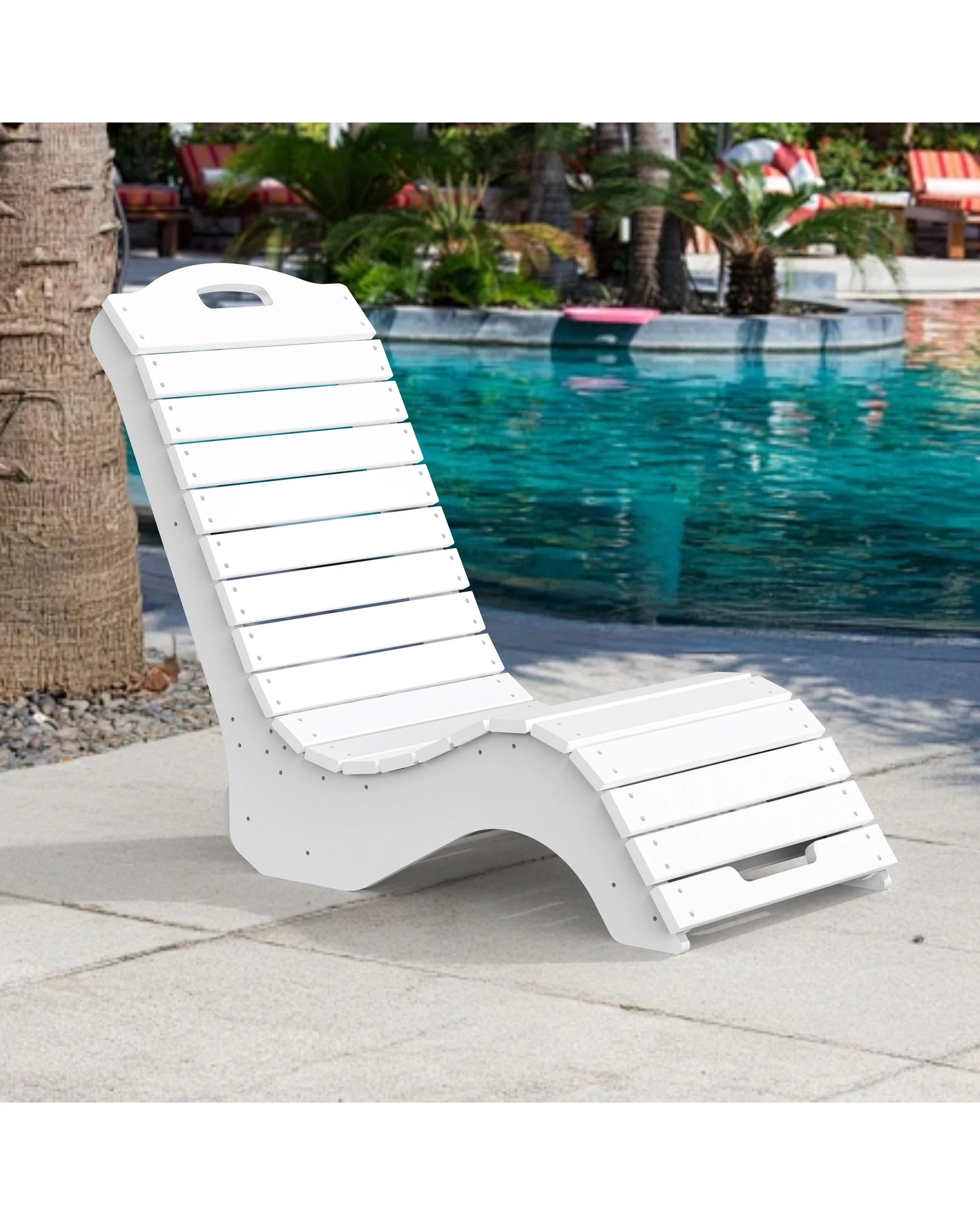 3 EHOMMATE Outdoor HDPE Adirondack Lounge Chair - White - White, 3 of 9