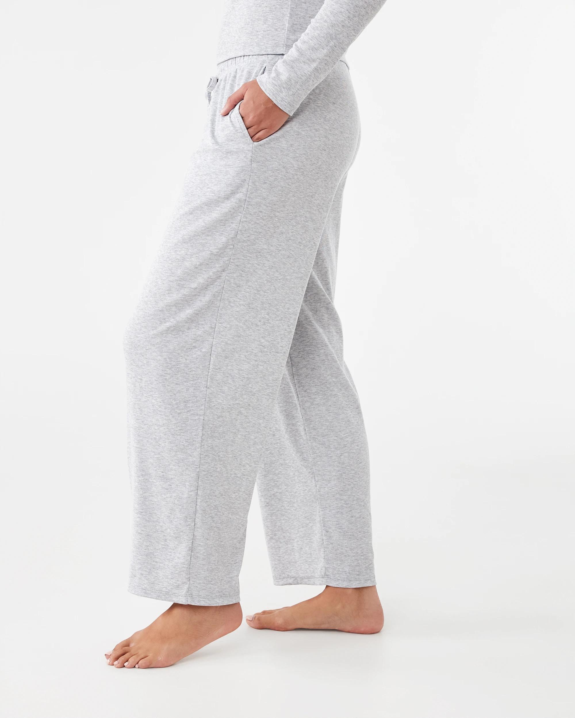 2 Rib Wide Leg Comfort Pants SILVER MARLE, 2 of 6