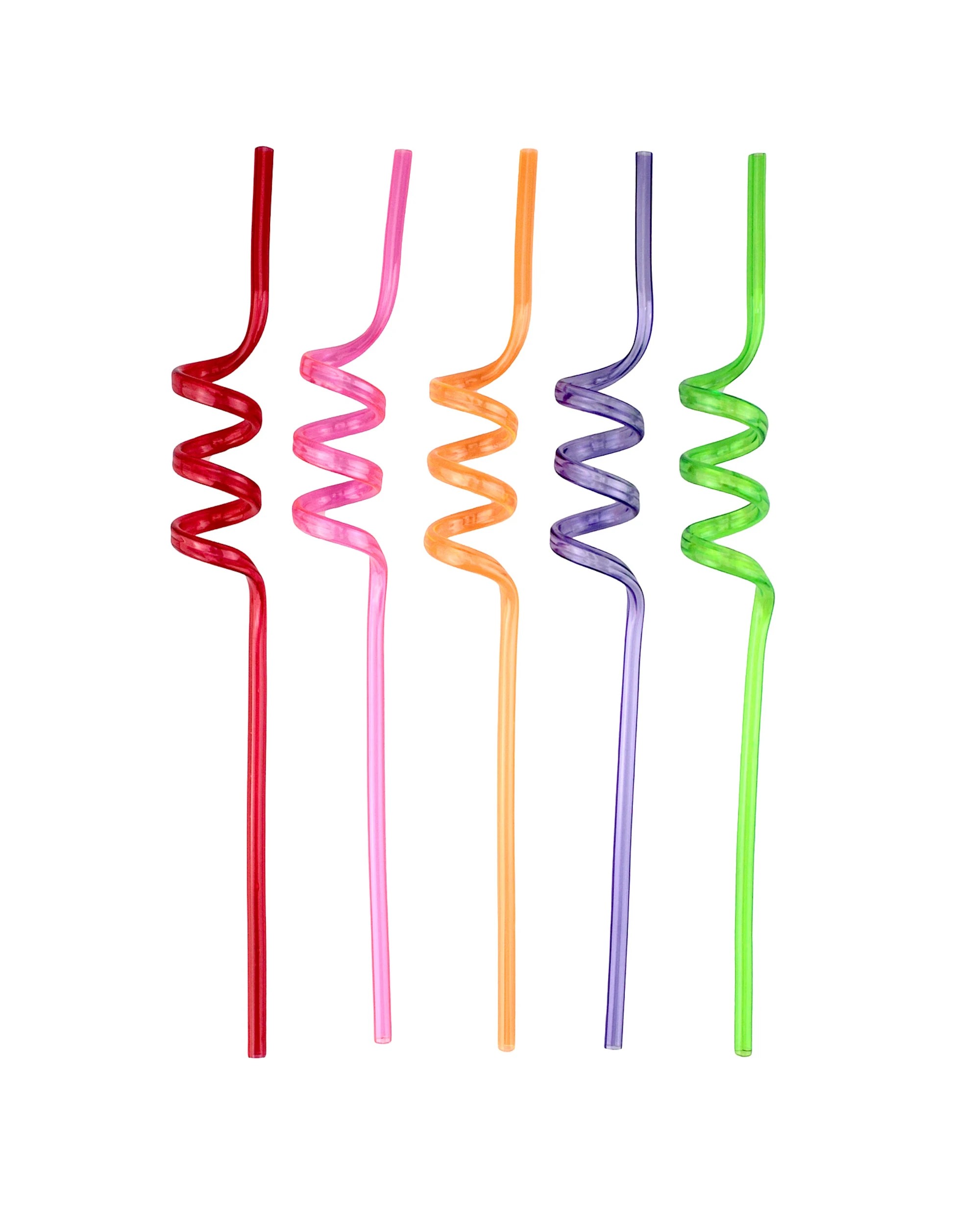 1 Partyrama Neon Swirly Straws Pack of 5 - Multi, 1 of 3