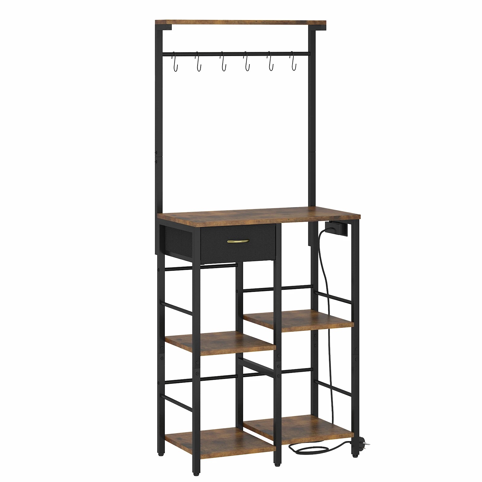 1 Advwin Coffee Bar Station 5 Tier Coffee Stand with Drawer Kitchen Bakers Rack with Power Outlet, 1 of 8
