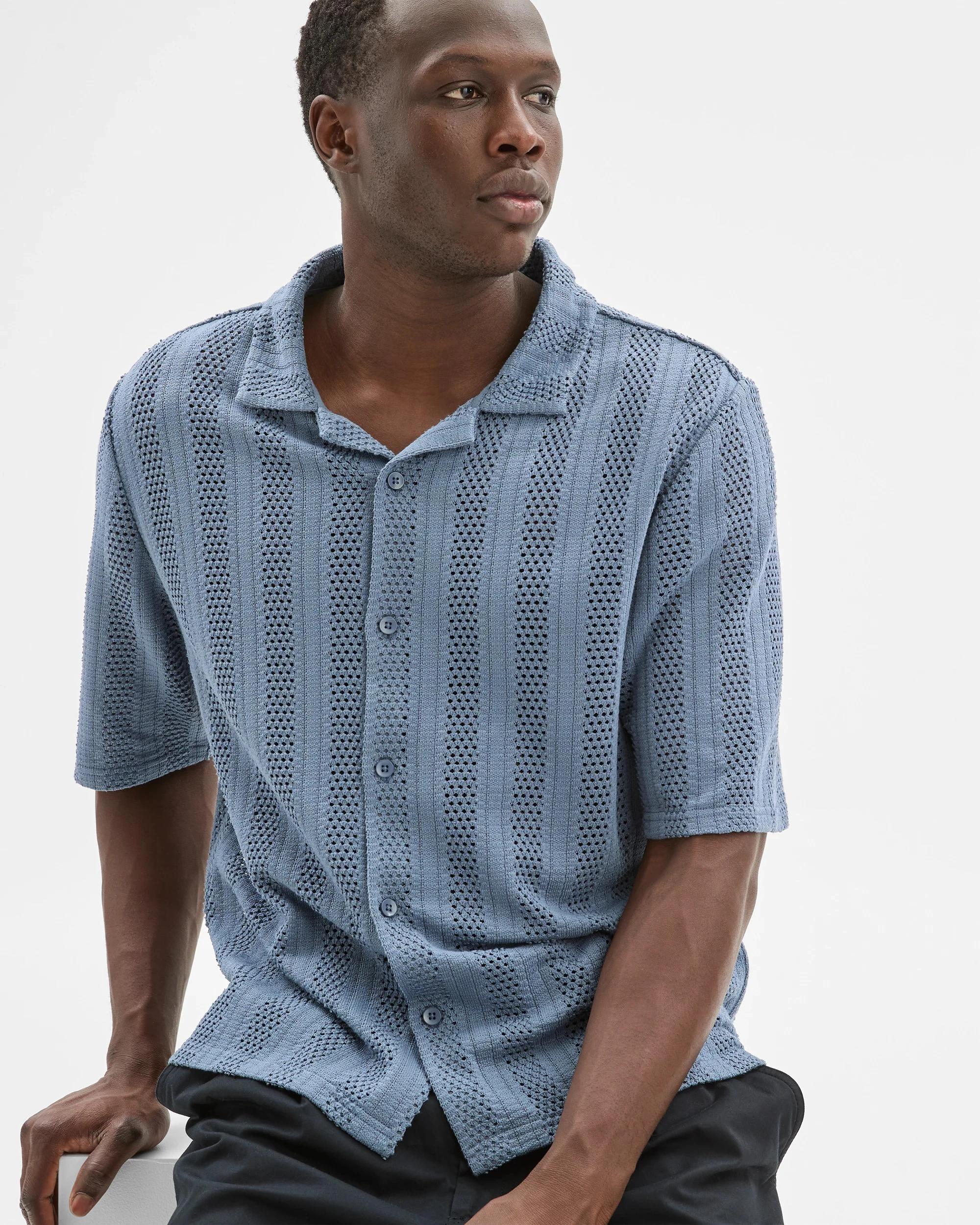 6 Australian Cotton Blend Knit Resort Shirt - Commons BLUE, 6 of 6