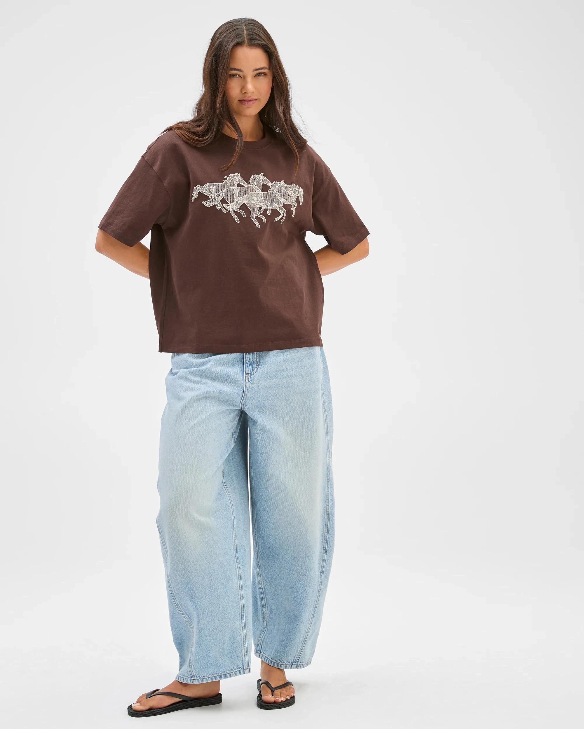 3 Lily Loves Australian Cotton Oversized Printed T-Shirt COFFEE BEAN, 3 of 6