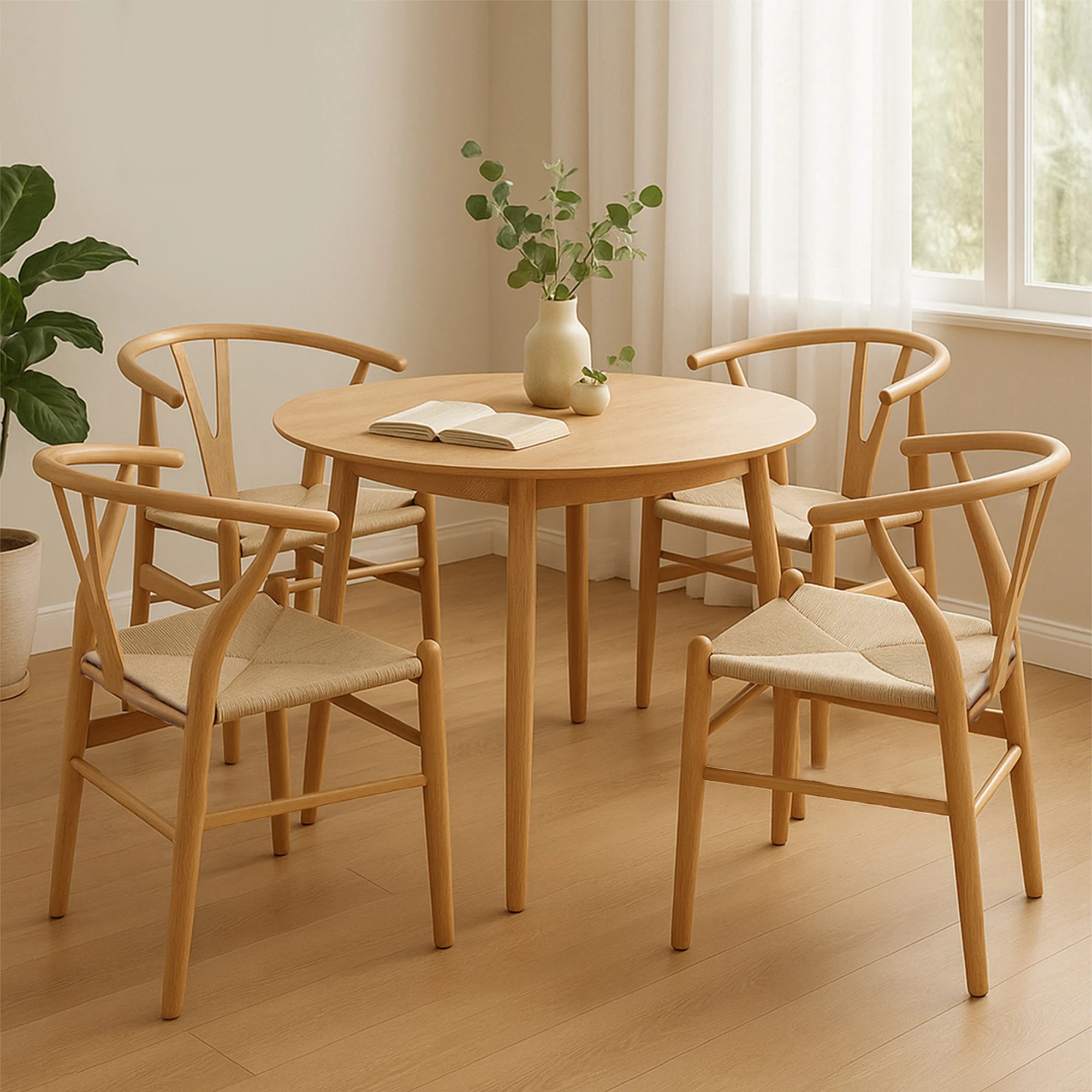 8 Levede 4x Dining Chairs Wooden Hans Wegner Chair Wishbone Chair Cafe Lounge Seat, 8 of 8