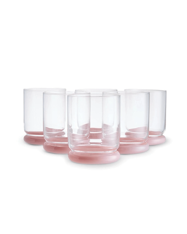 6 Pink Bubble Tumbler Gla