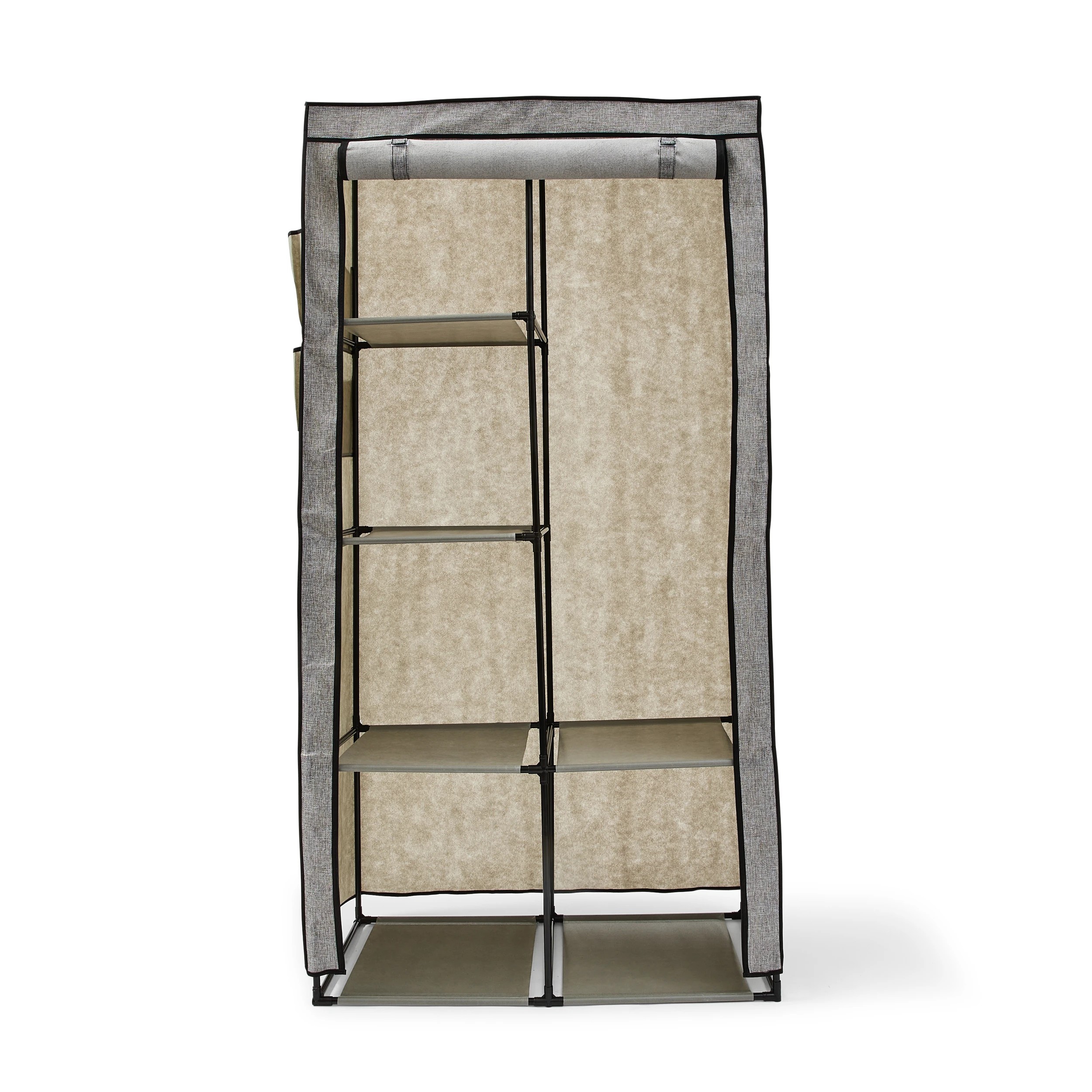 3 Linen Look Covered Wardrobe - Charcoal, 3 of 8