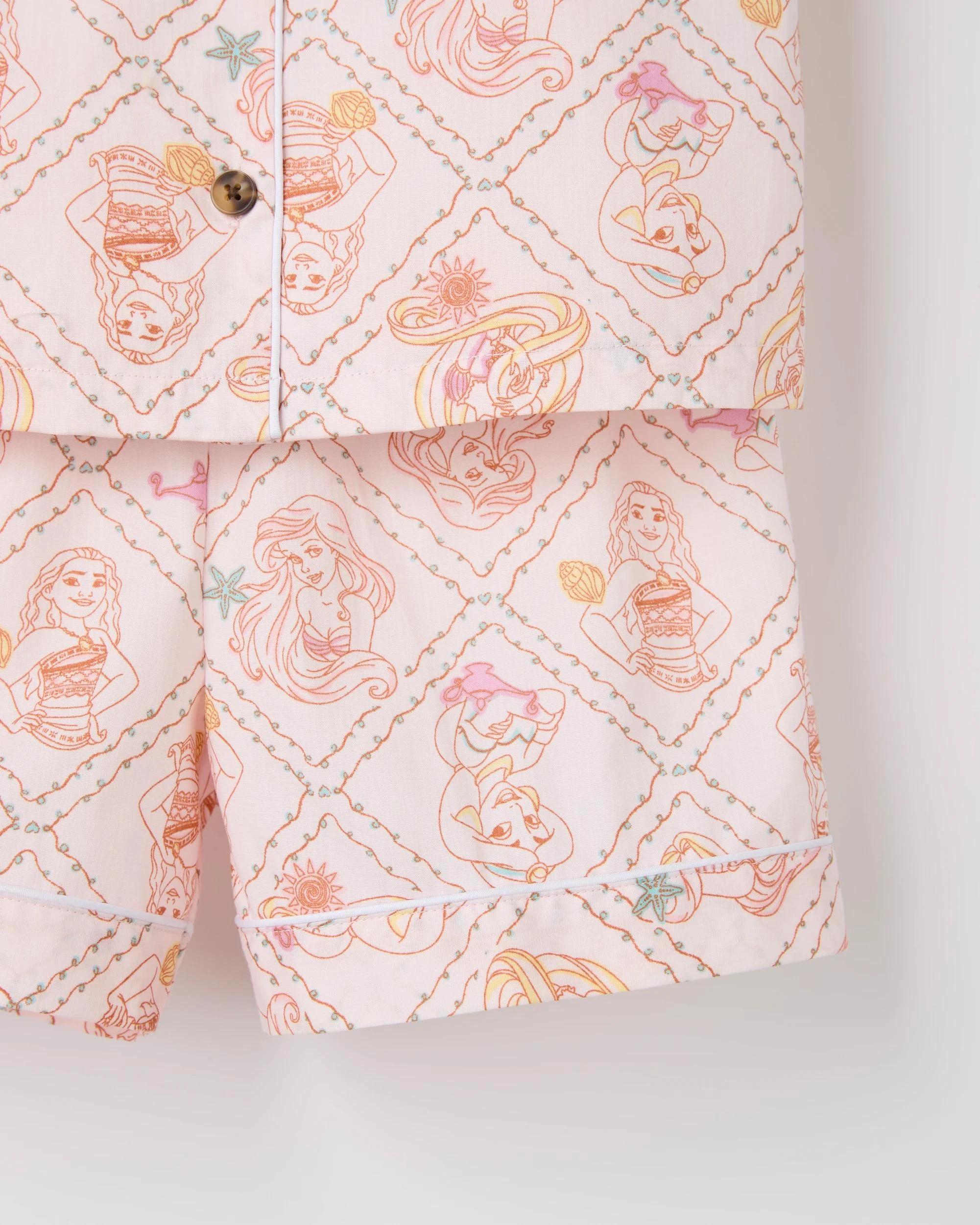 2 Disney Australian Cotton Younger Girls Woven Poplin Pyjama Set PRINCESSES, 2 of 3