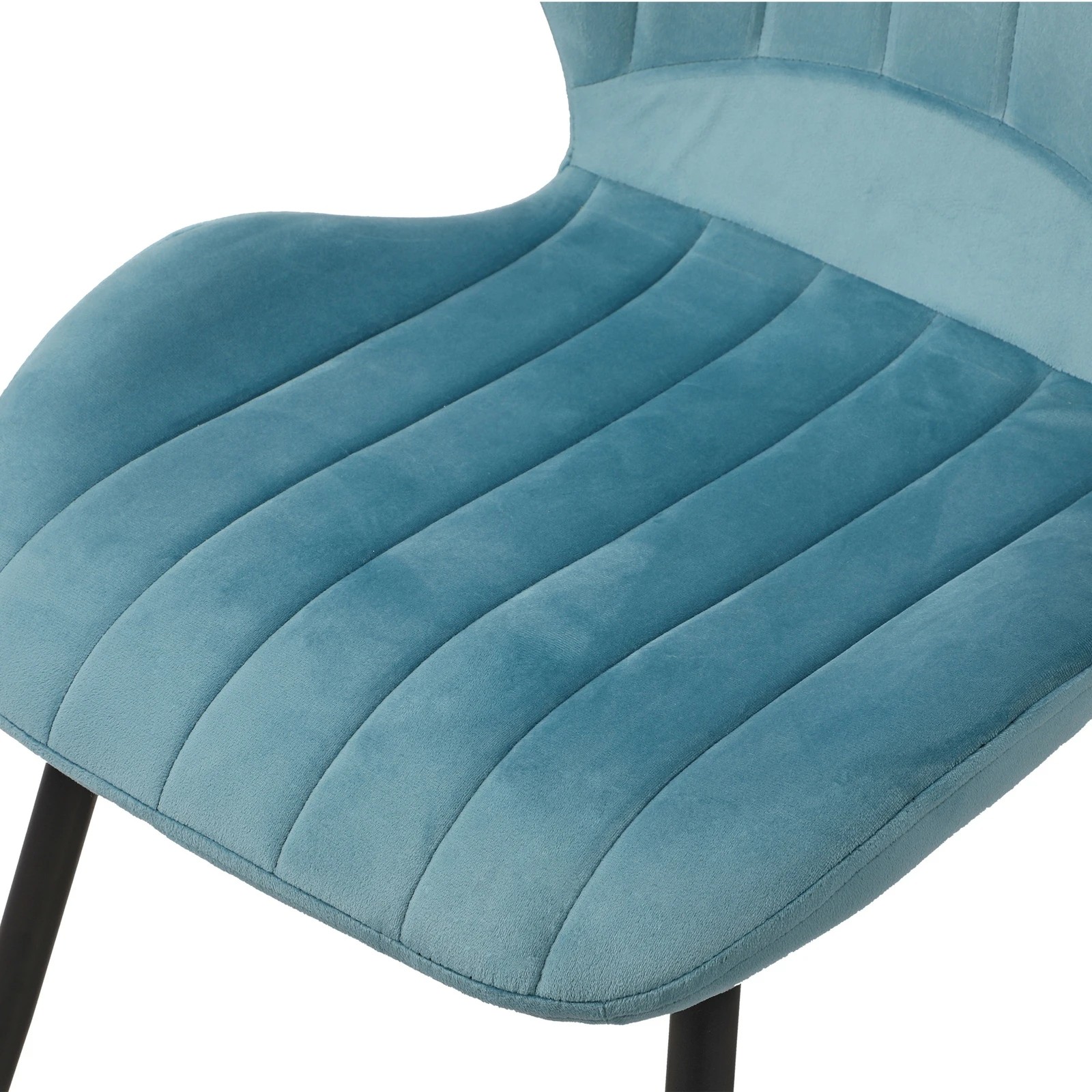 6 Oikiture Set of 4 Dining Chairs Kitchen Lounge Padded Seat Armless Velvet - Blue, 6 of 7