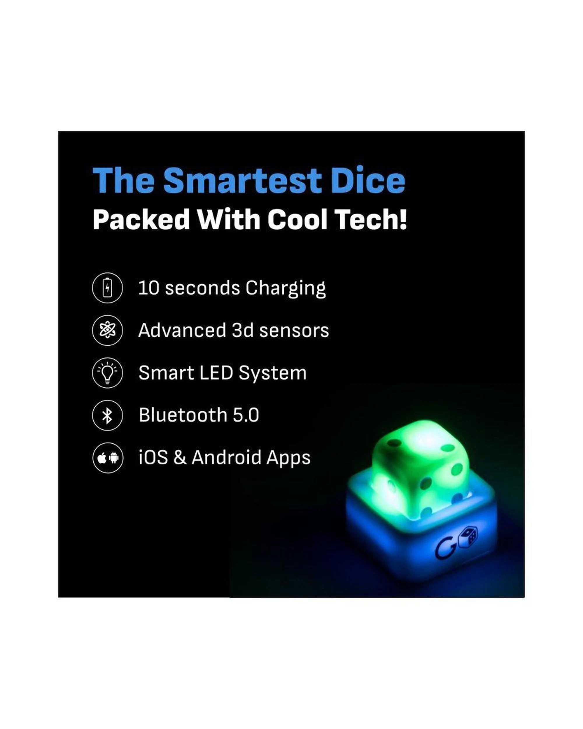 7 Particula GoDice 5 Pack Smart Bluetooth Connected Dice with LED Lights and App Games Set, 7 of 8