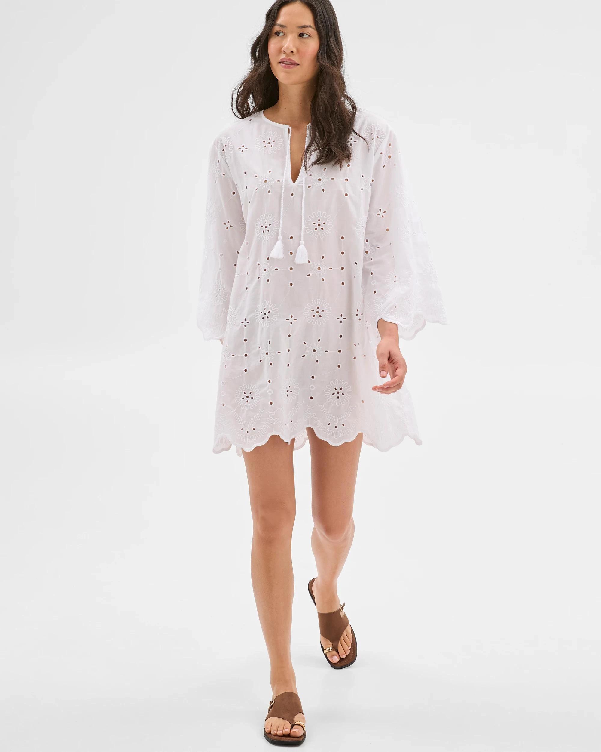 3 Target Resort Australian Cotton Broderie Mini Dress WHITE, 3 of 7