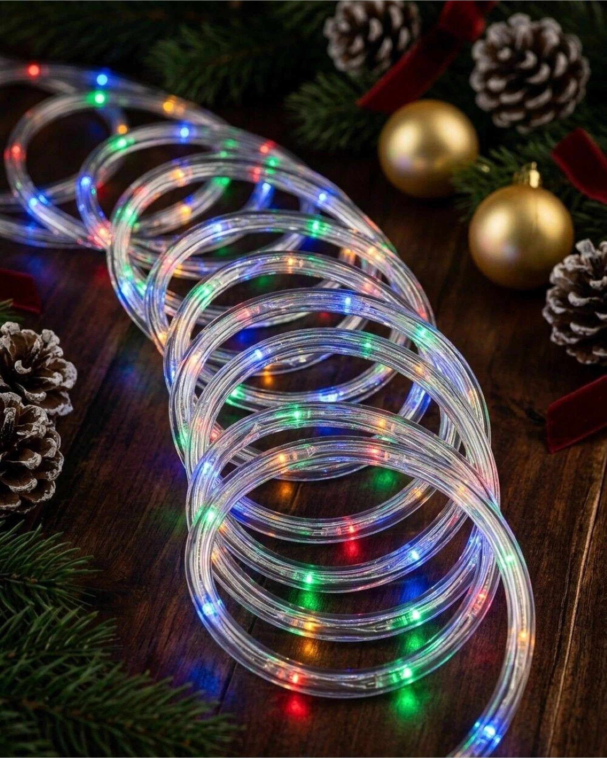 Christmas Warehouse 10m Outdoor Multi Colour LED Tube Rope Light - 8 ...