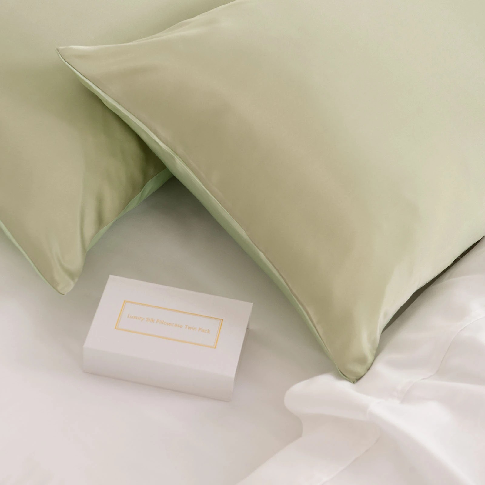 4 Royal Comfort Mulberry Soft Silk Luxurious Hypoallergenic Pillowcase Twin Pack - Green, 4 of 10