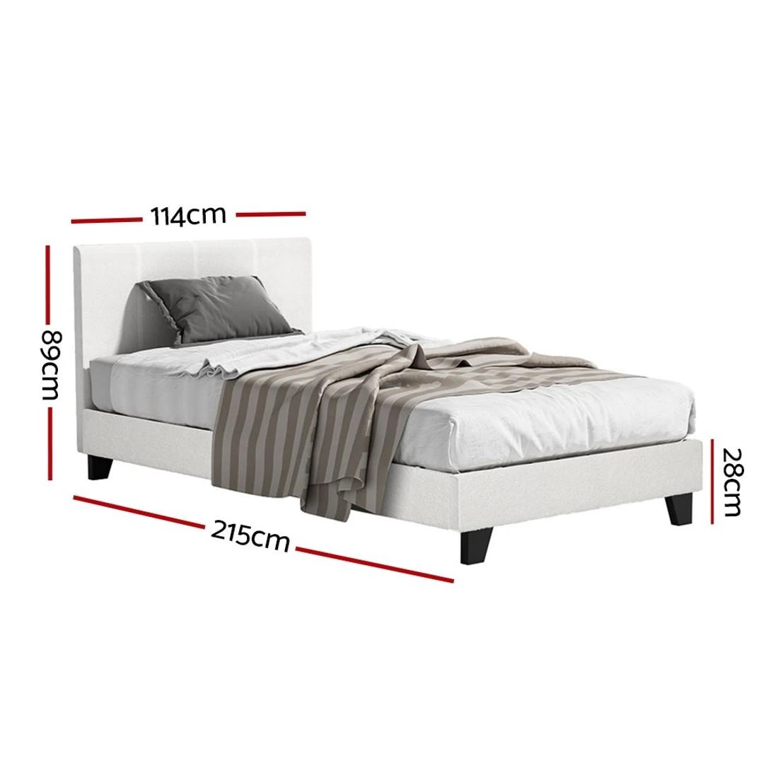 2 Artiss Bed Frame King Single Size - White, 2 of 7