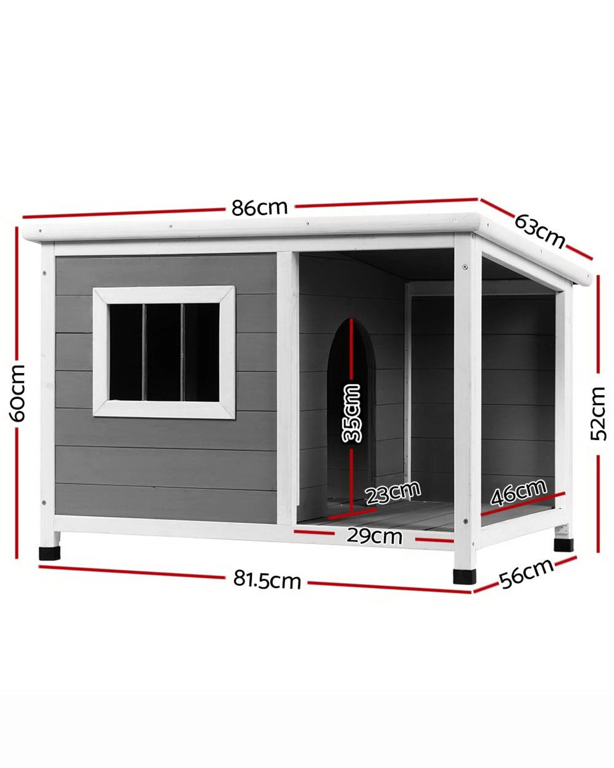 3 i.Pet Dog Kennel House Large Wooden Outdoor Pet Kennels Indoor Puppy Cabin Log - Grey, 3 of 7