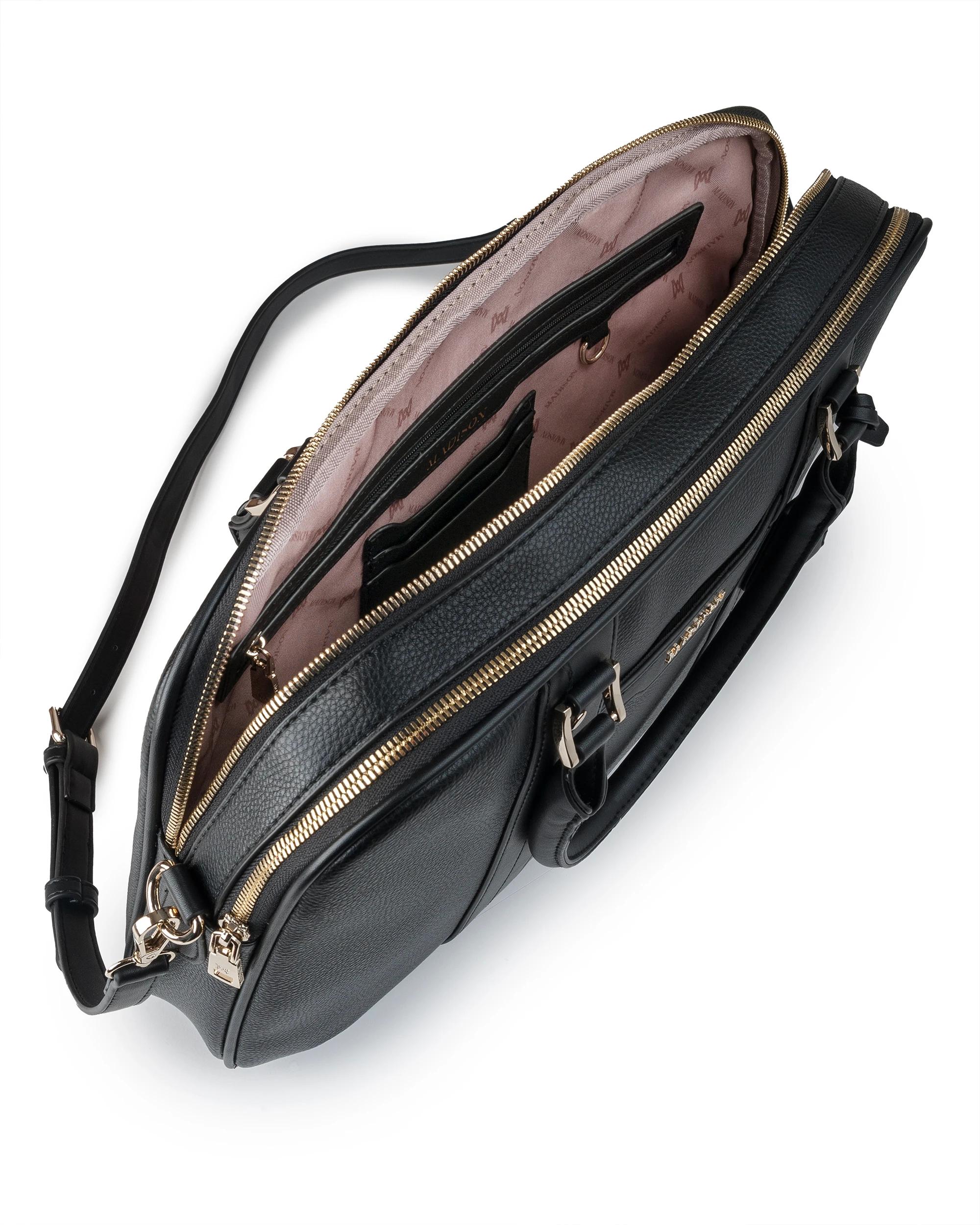 6 Madison Accessories Trudi Double Zip Top Laptop Work Bag BLACK, 6 of 7