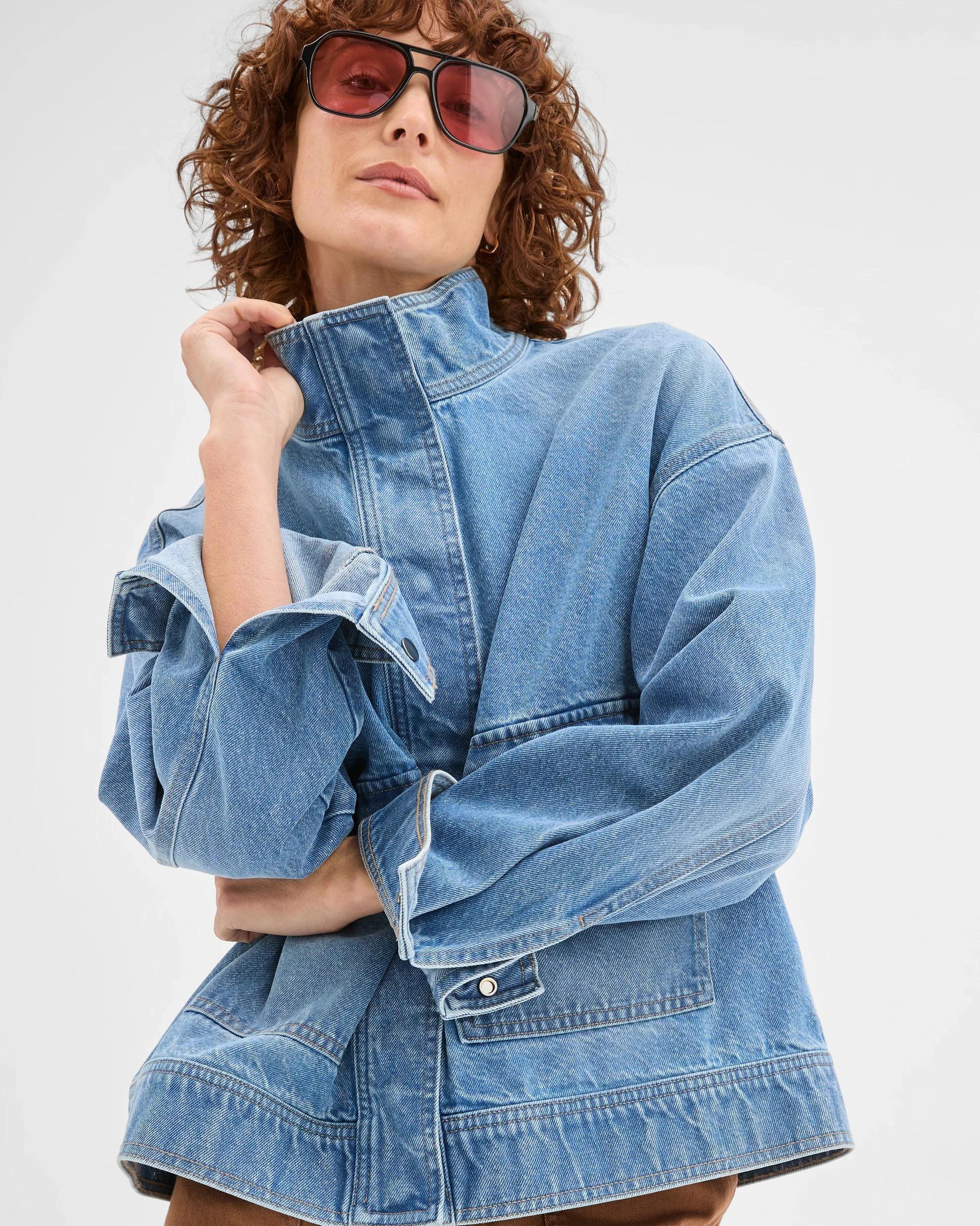 1 Target Denim Denim Funnel Neck Jacket DUSTY INDIGO, 1 of 8