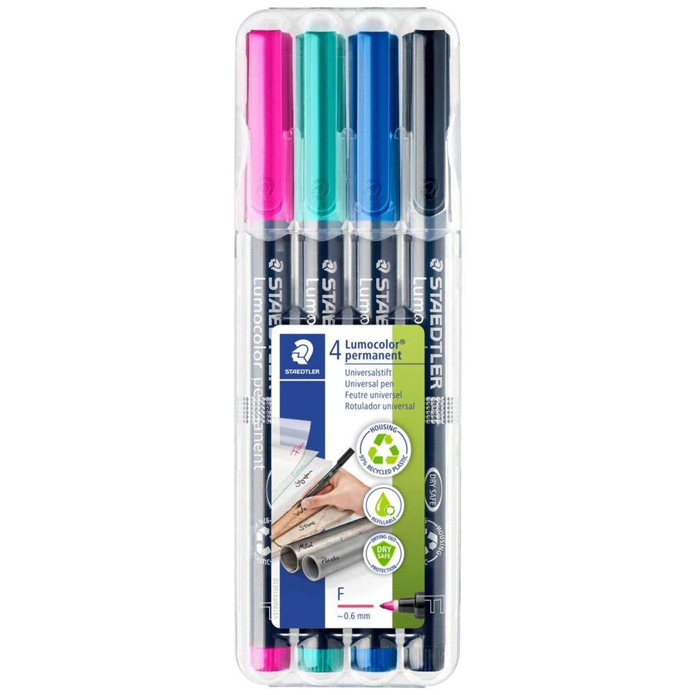 1 Staedtler Lumocolour Permanent Marker Pen Bright 4 Pack, 1 of 9