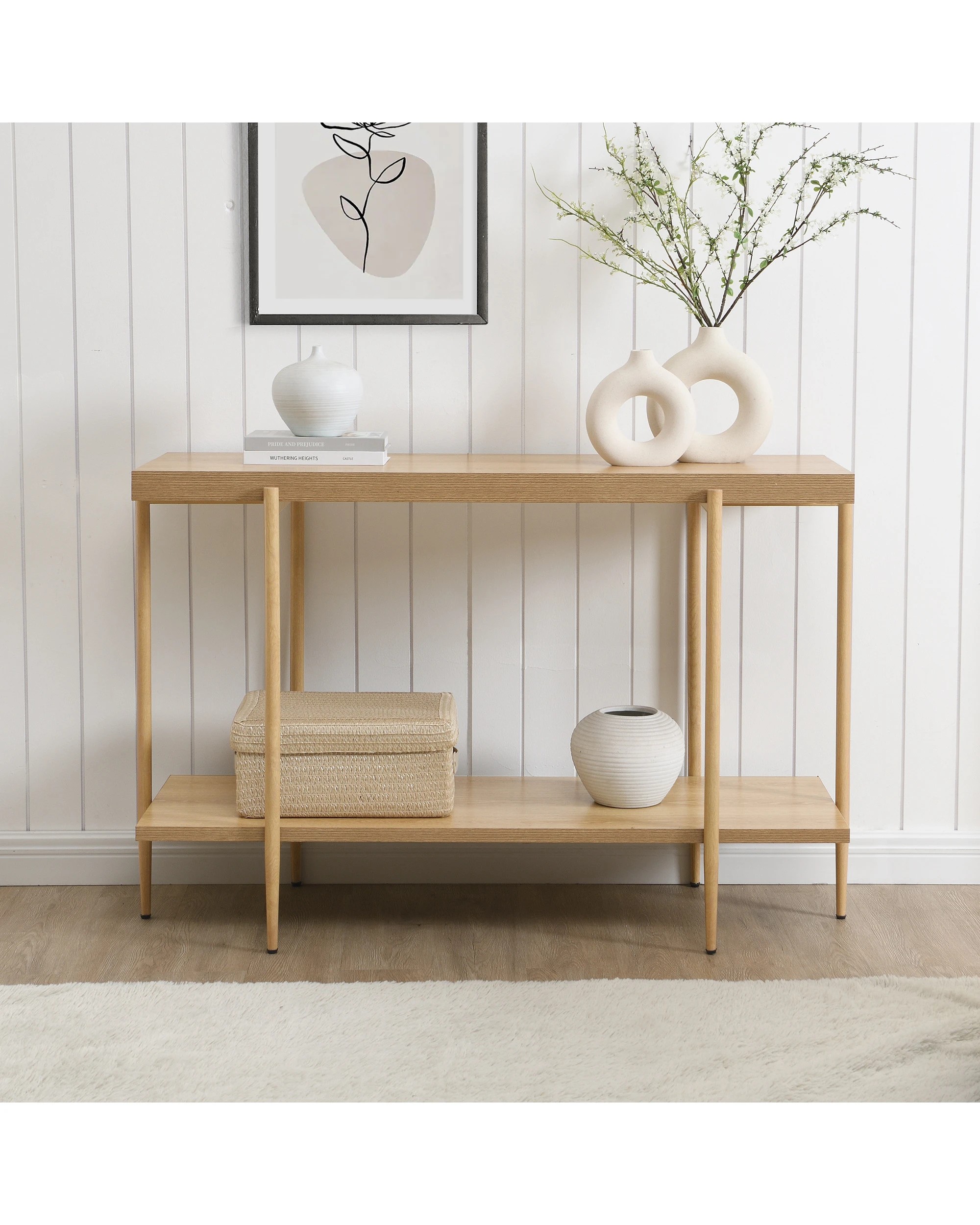 3 IHOMDEC MDF Console Sofa Table - Brown, 3 of 10