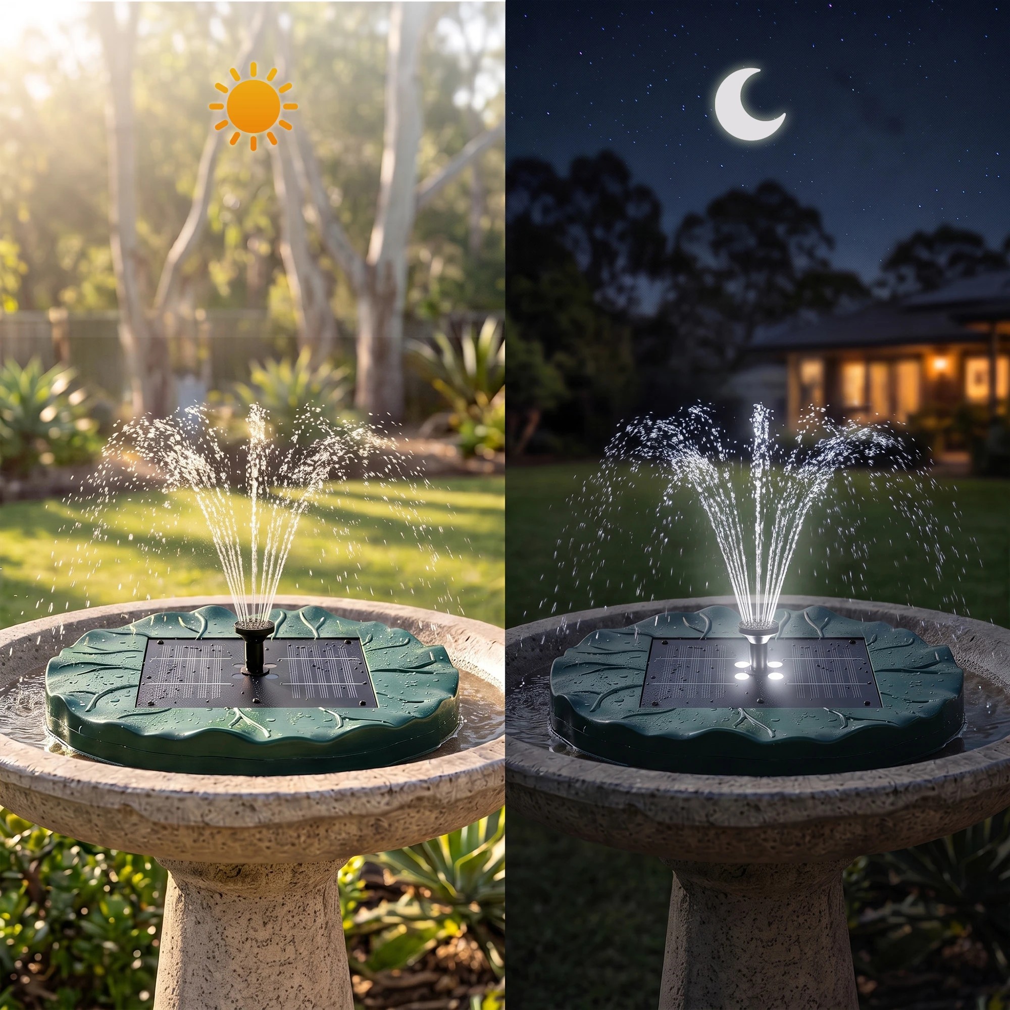 4 Gardeon Solar Fountain Pumps Bird Bath Floating Lotus Water Feature 31cm - Green, 4 of 9
