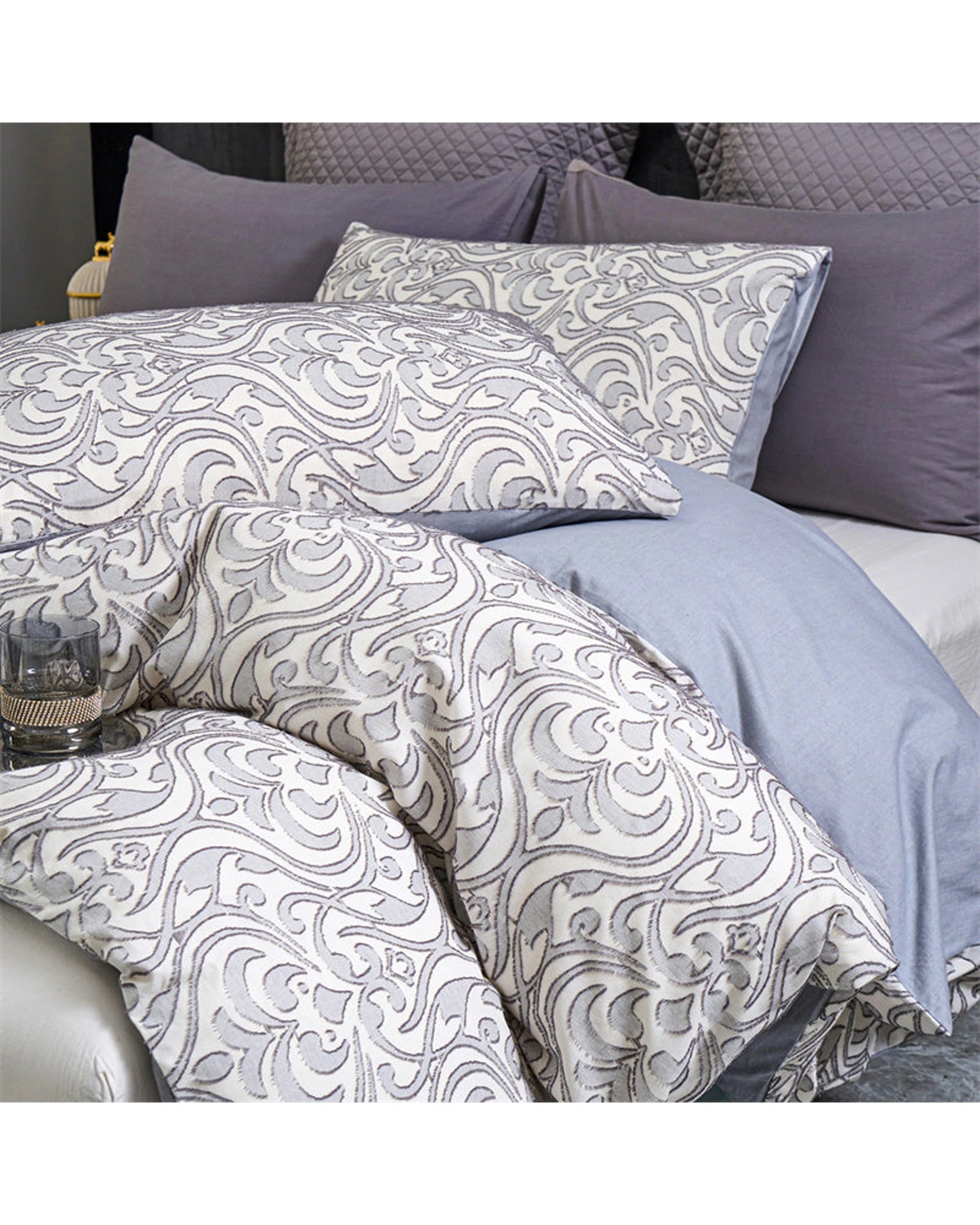 7 Cotton More 100% Cotton Cut Flower Patchwork Quilt Cover Set King - Grey, 7 of 7