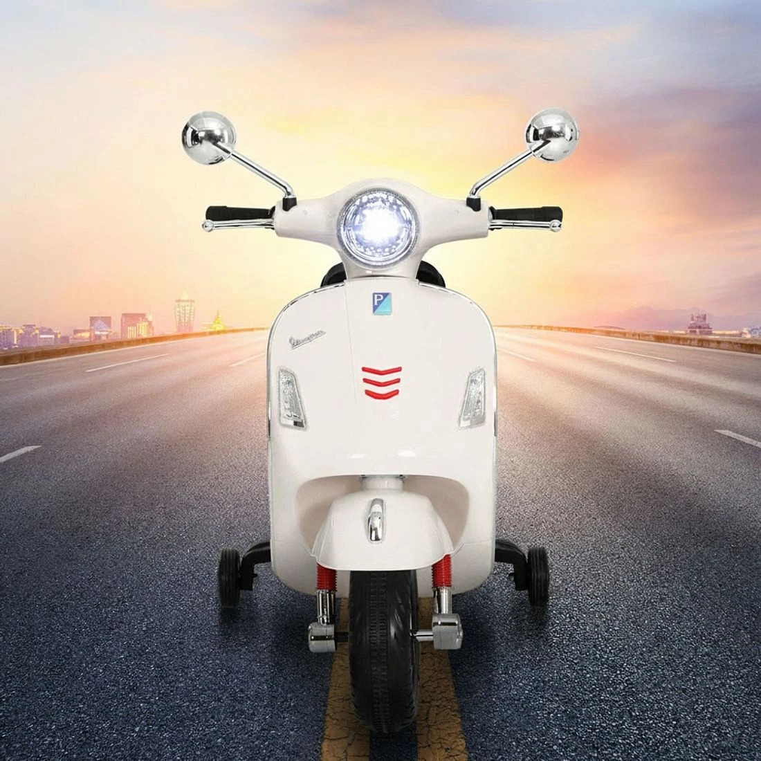 3 Kids Electric Ride On Car Motorcycle Motorbike Vespa Licensed GTS - White, 3 of 5