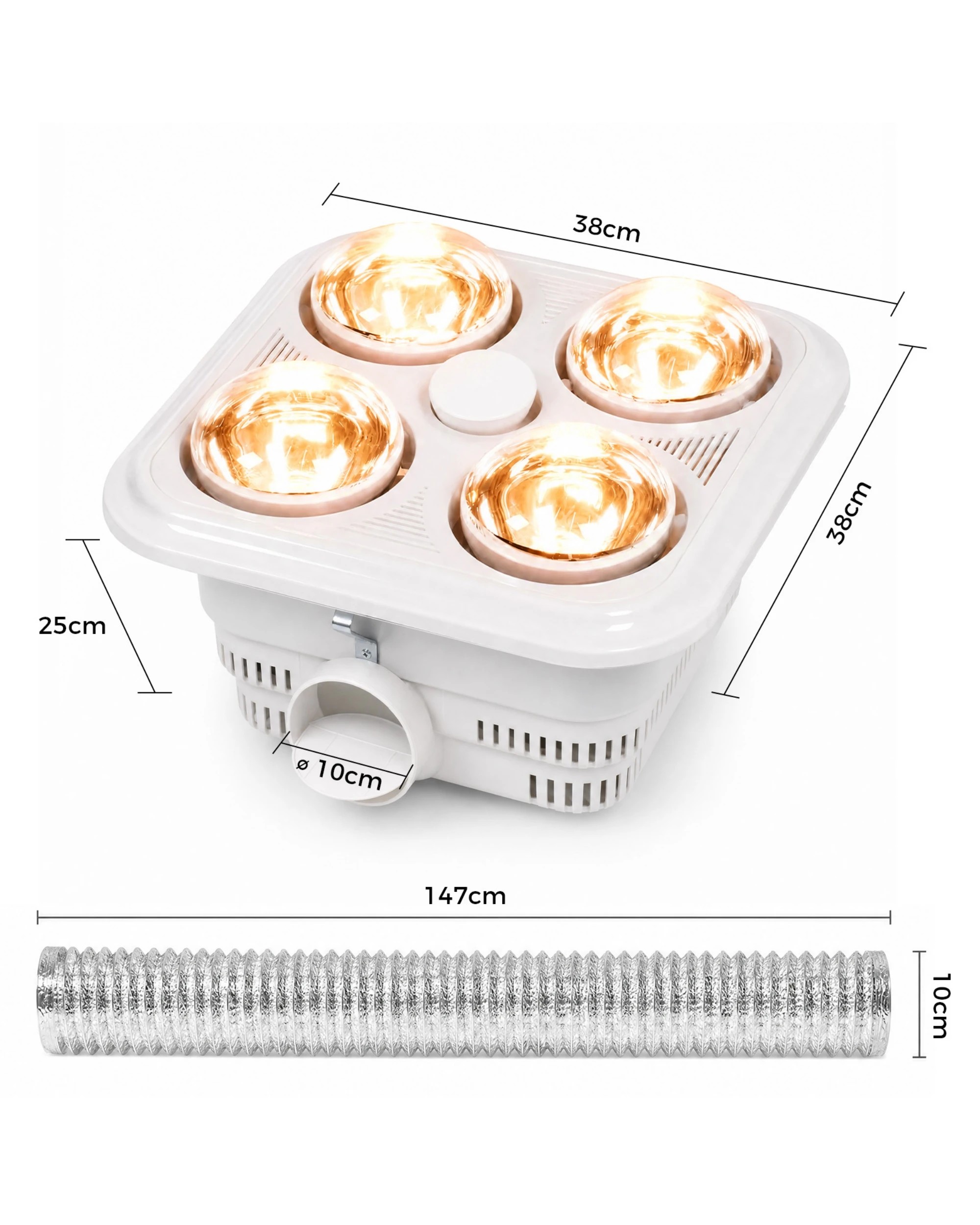6 Advwin Bathroom Heater Light Fan Combo - White, 6 of 7
