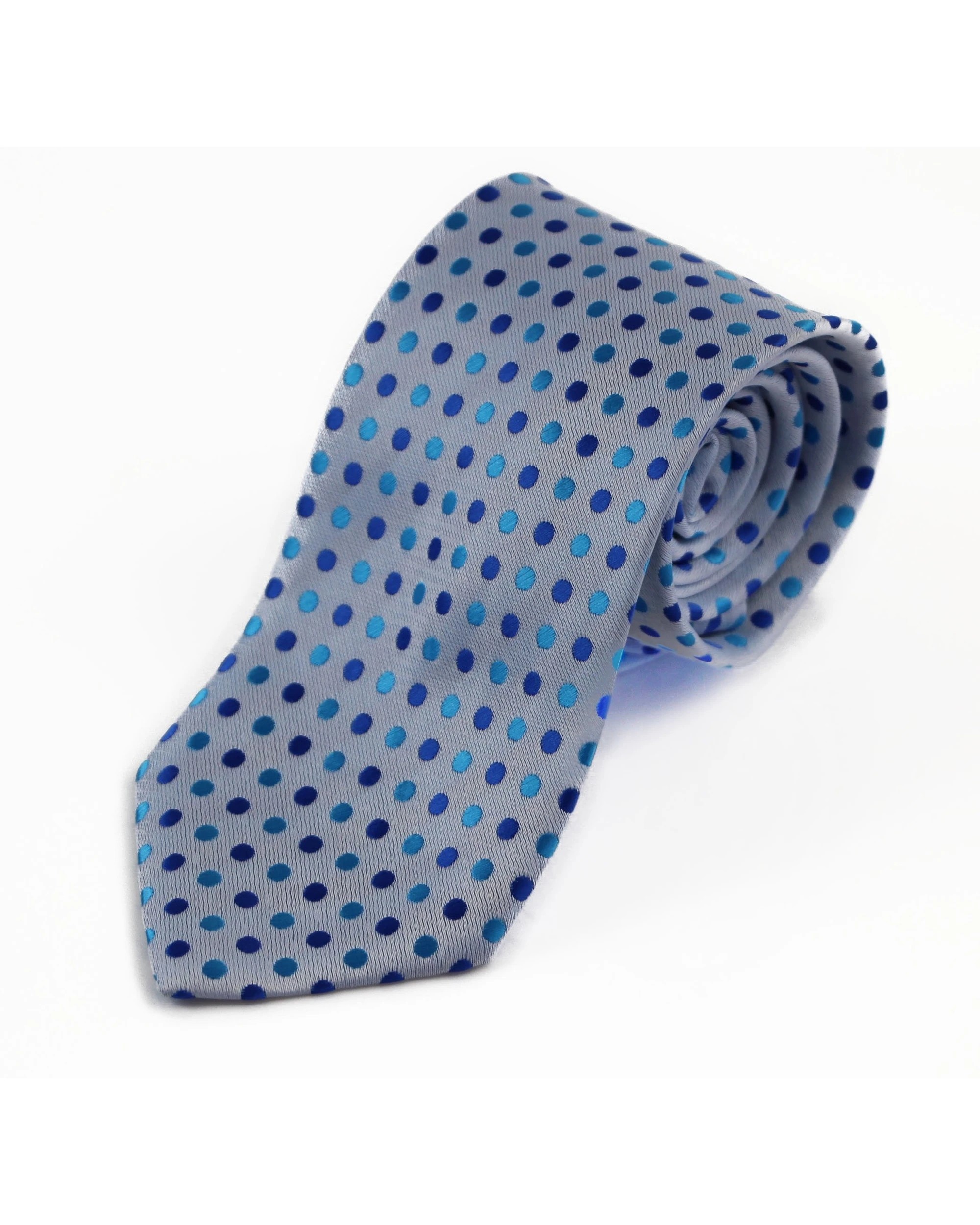 2 Zasel Mens Silver & Blue Mini Polka Dot Patterned 8cm Neck Tie, 2 of 2